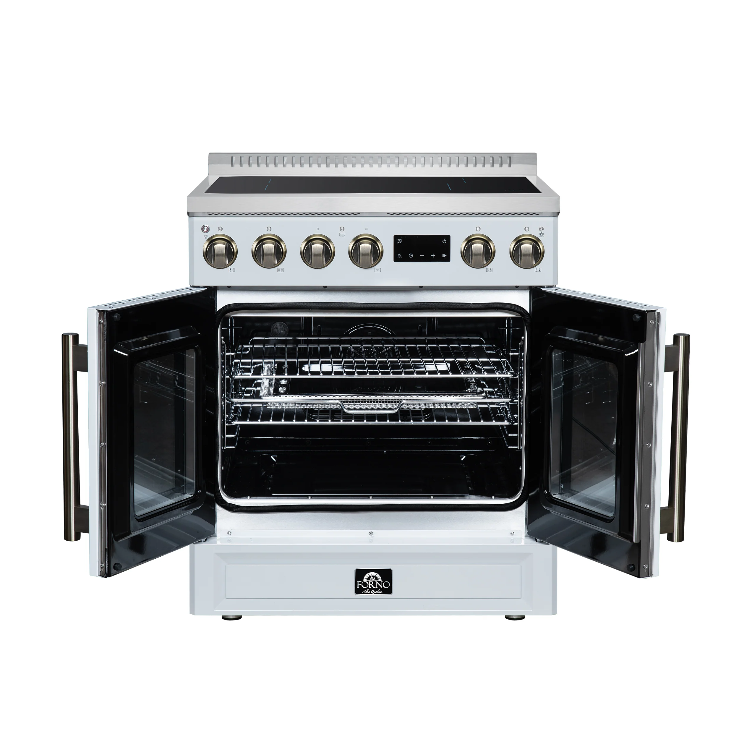 Torino French Door 30 Inch Induction Range with Air Fryer, Air Sous Vide & True Convection, Dual Broiler, White - Image 2
