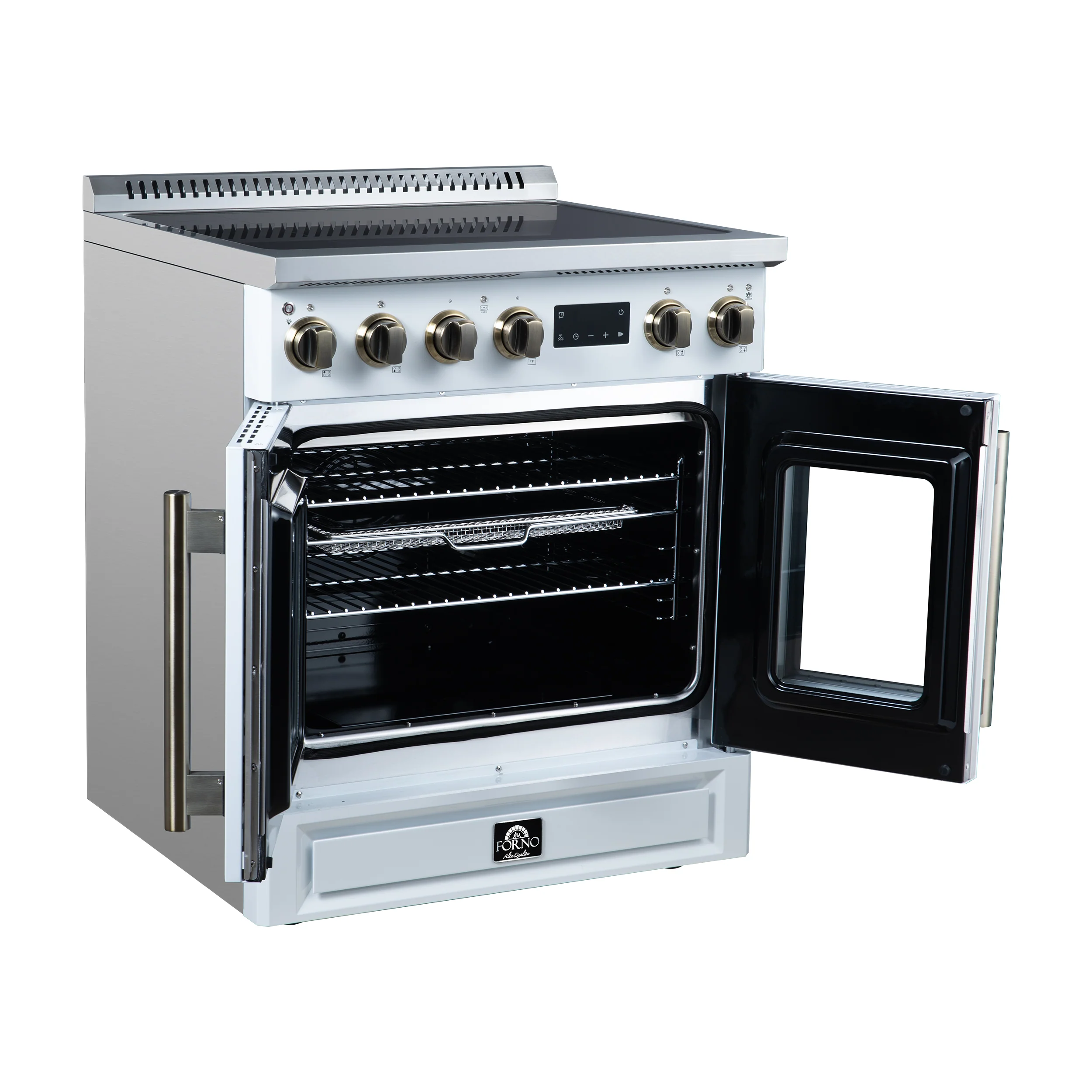 Torino French Door 30 Inch Induction Range with Air Fryer, Air Sous Vide & True Convection, Dual Broiler, White - Image 4