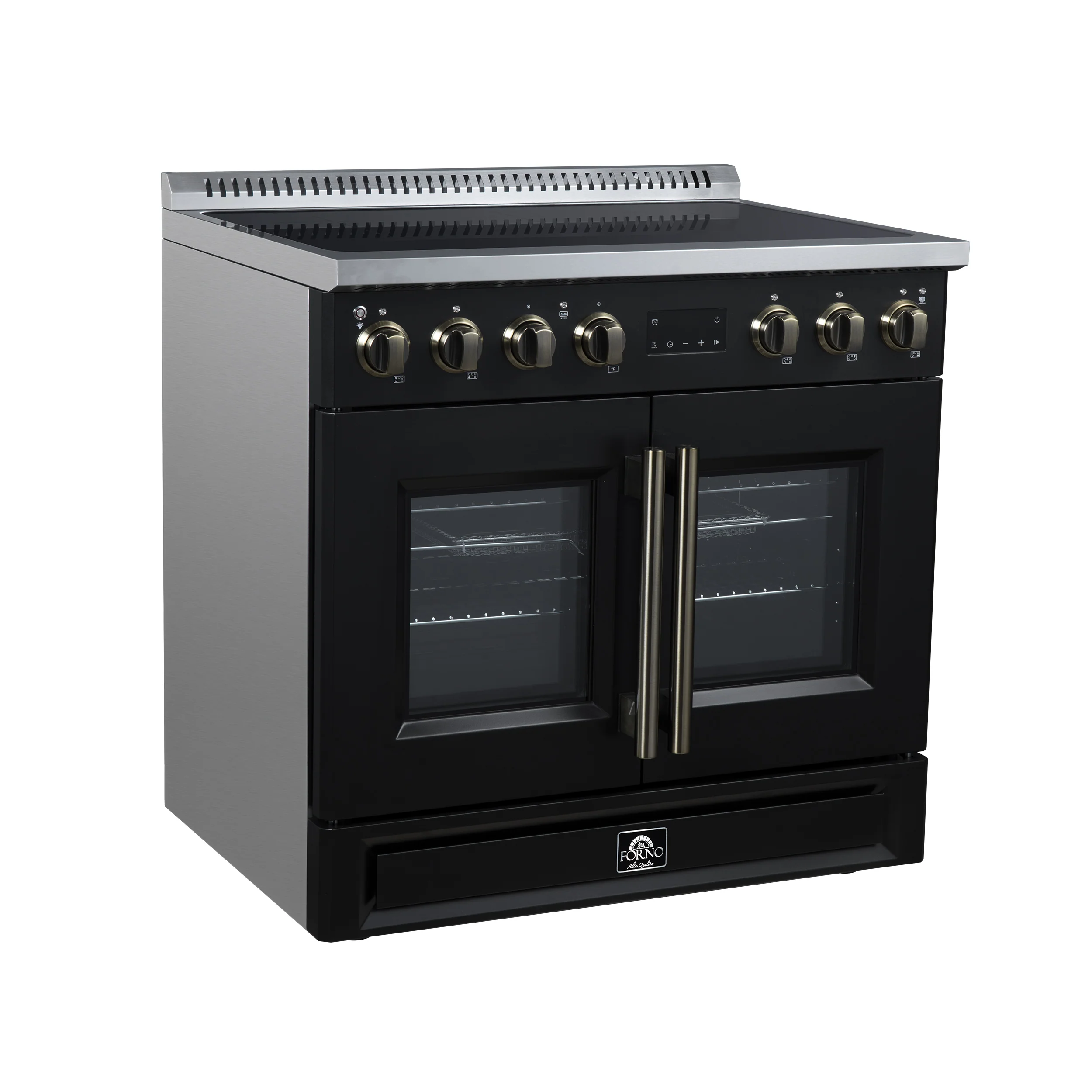 Torino French Door 36 Inch Induction Range with Air Fryer, Air Sous Vide & True Convection, Dual Broiler, Black - Image 3