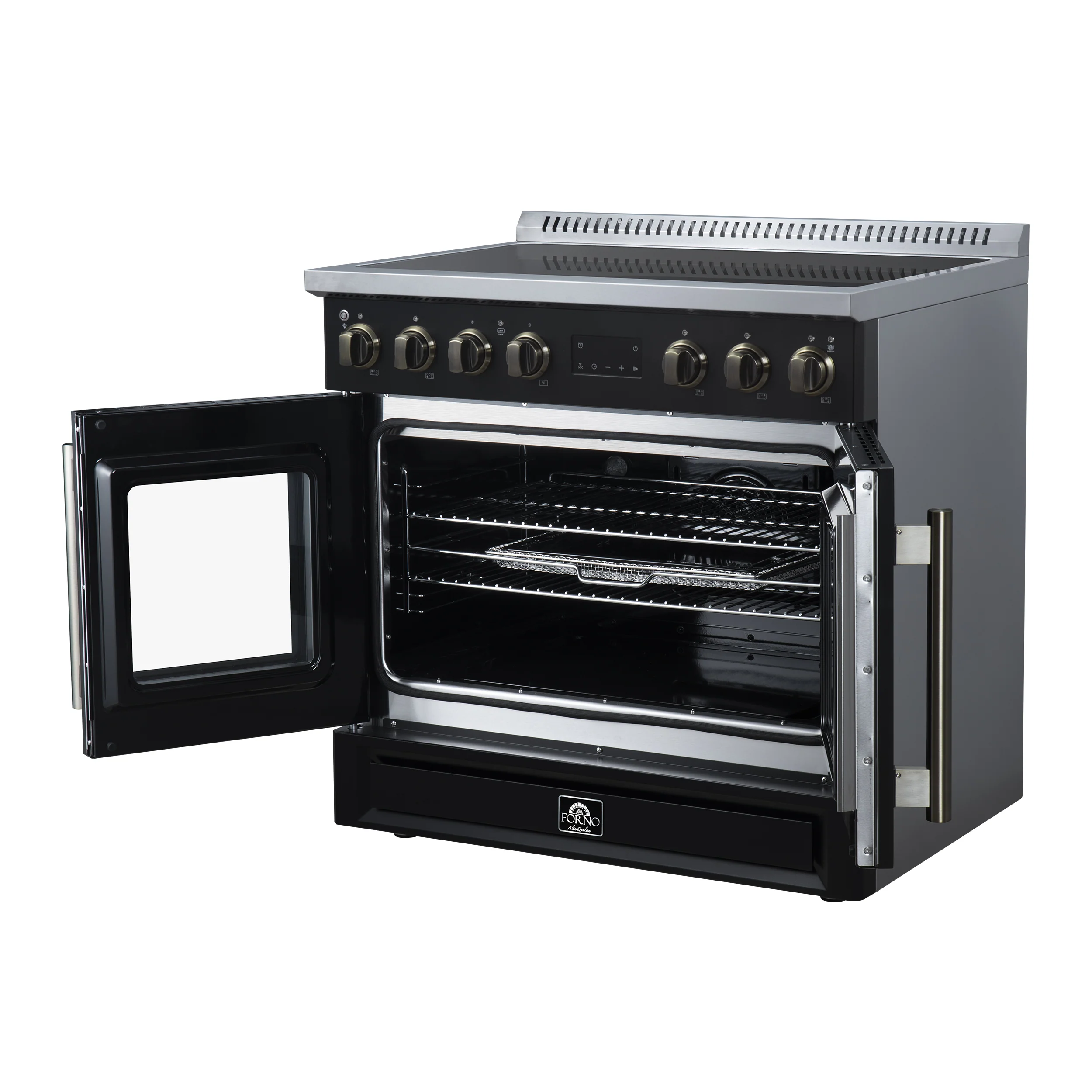 Torino French Door 36 Inch Induction Range with Air Fryer, Air Sous Vide & True Convection, Dual Broiler, Black - Image 6