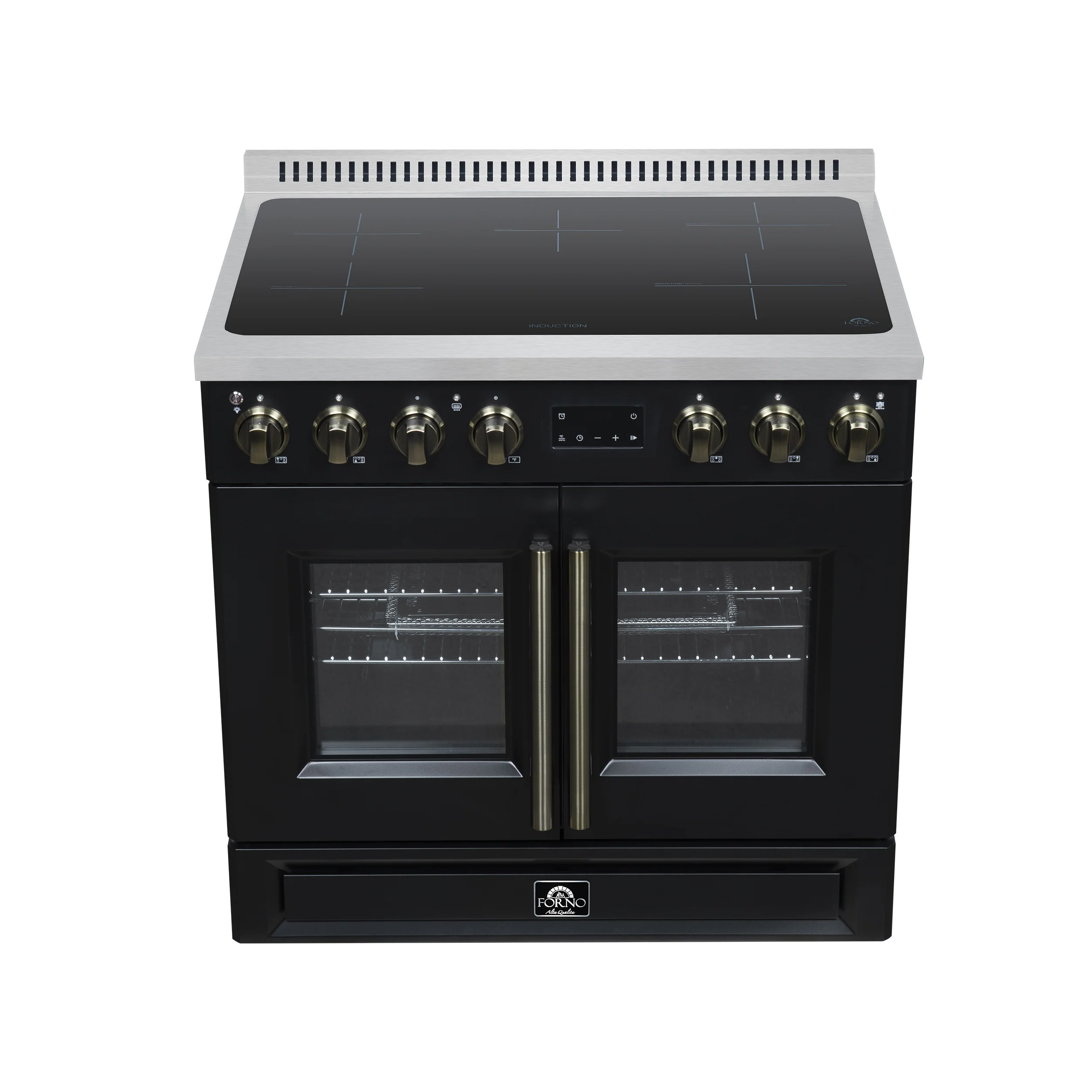 Torino French Door 36 Inch Induction Range with Air Fryer, Air Sous Vide & True Convection, Dual Broiler, Black - Image 7