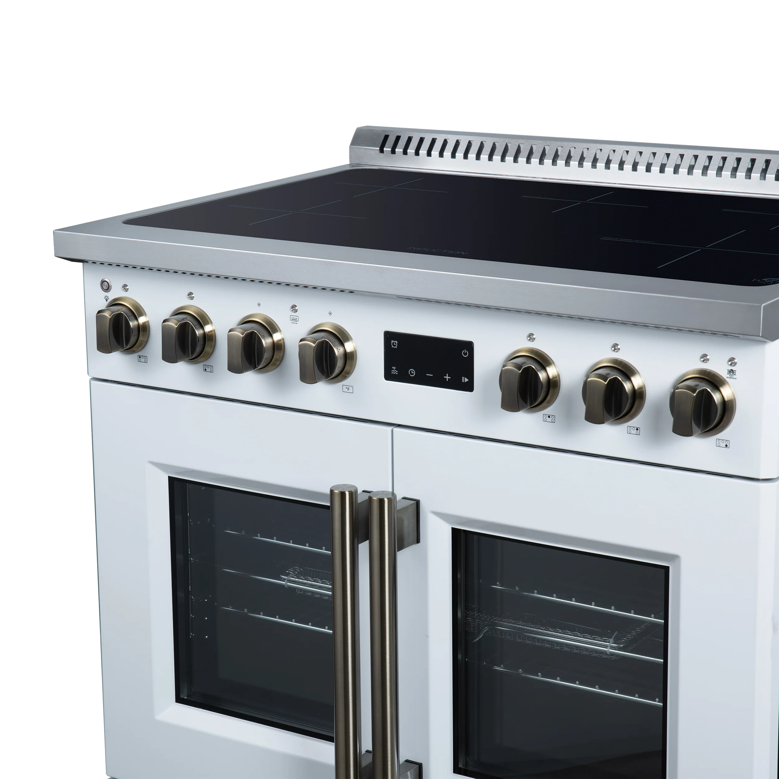 Torino French Door 36 Inch Induction Range with Air Fryer, Air Sous Vide & True Convection, Dual Broiler, White - Image 12