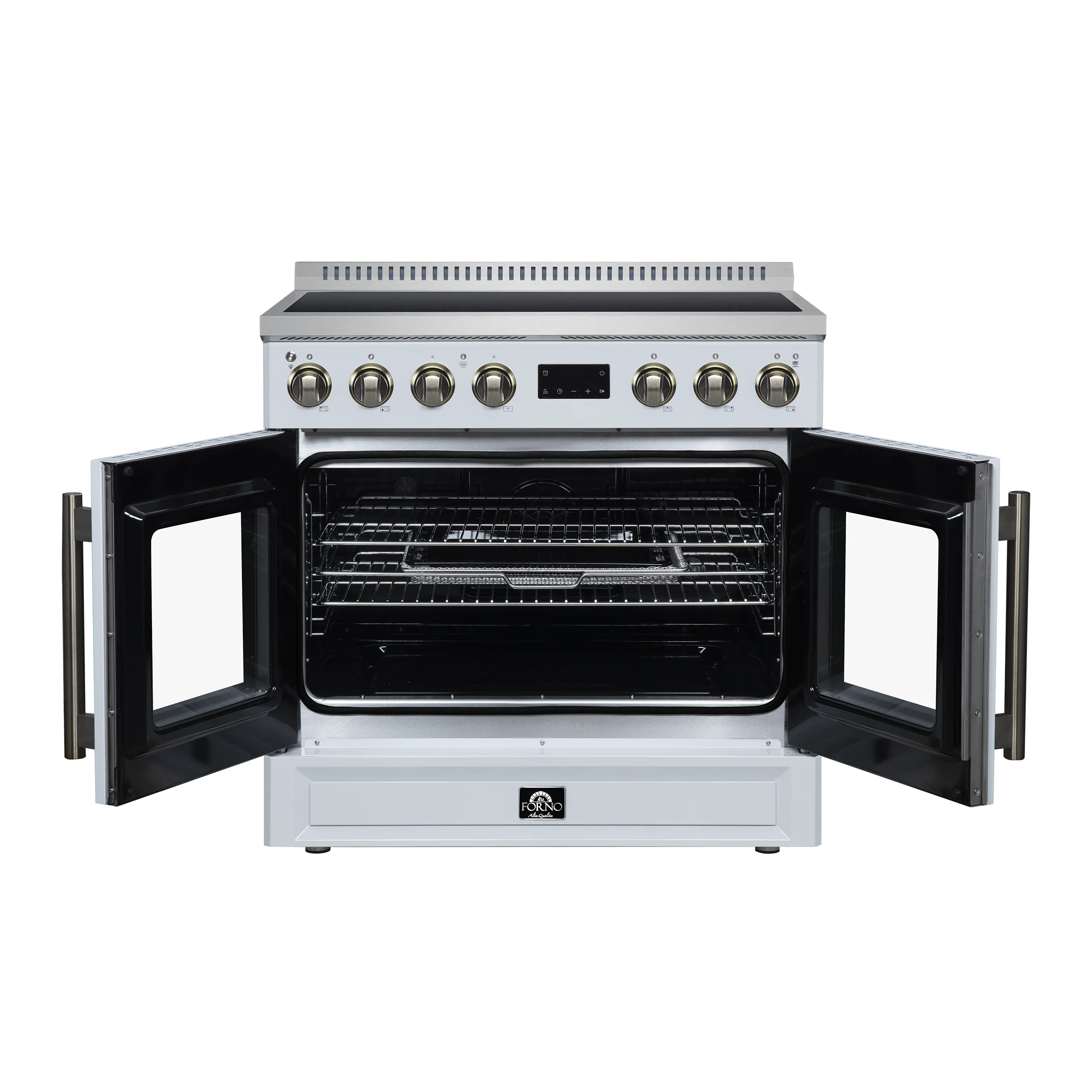 Torino French Door 36 Inch Induction Range with Air Fryer, Air Sous Vide & True Convection, Dual Broiler, White - Image 2