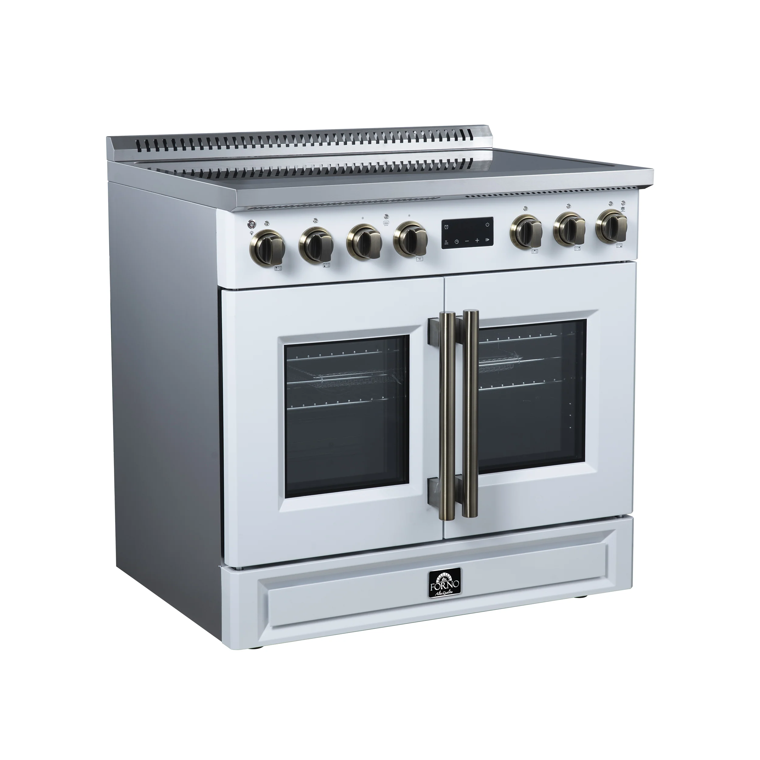 Torino French Door 36 Inch Induction Range with Air Fryer, Air Sous Vide & True Convection, Dual Broiler, White - Image 3