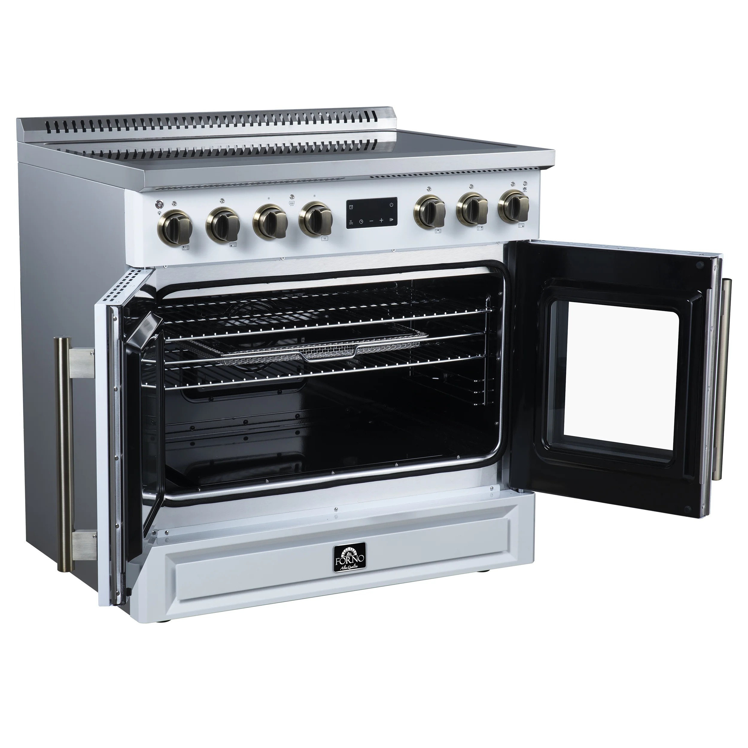 Torino French Door 36 Inch Induction Range with Air Fryer, Air Sous Vide & True Convection, Dual Broiler, White - Image 4