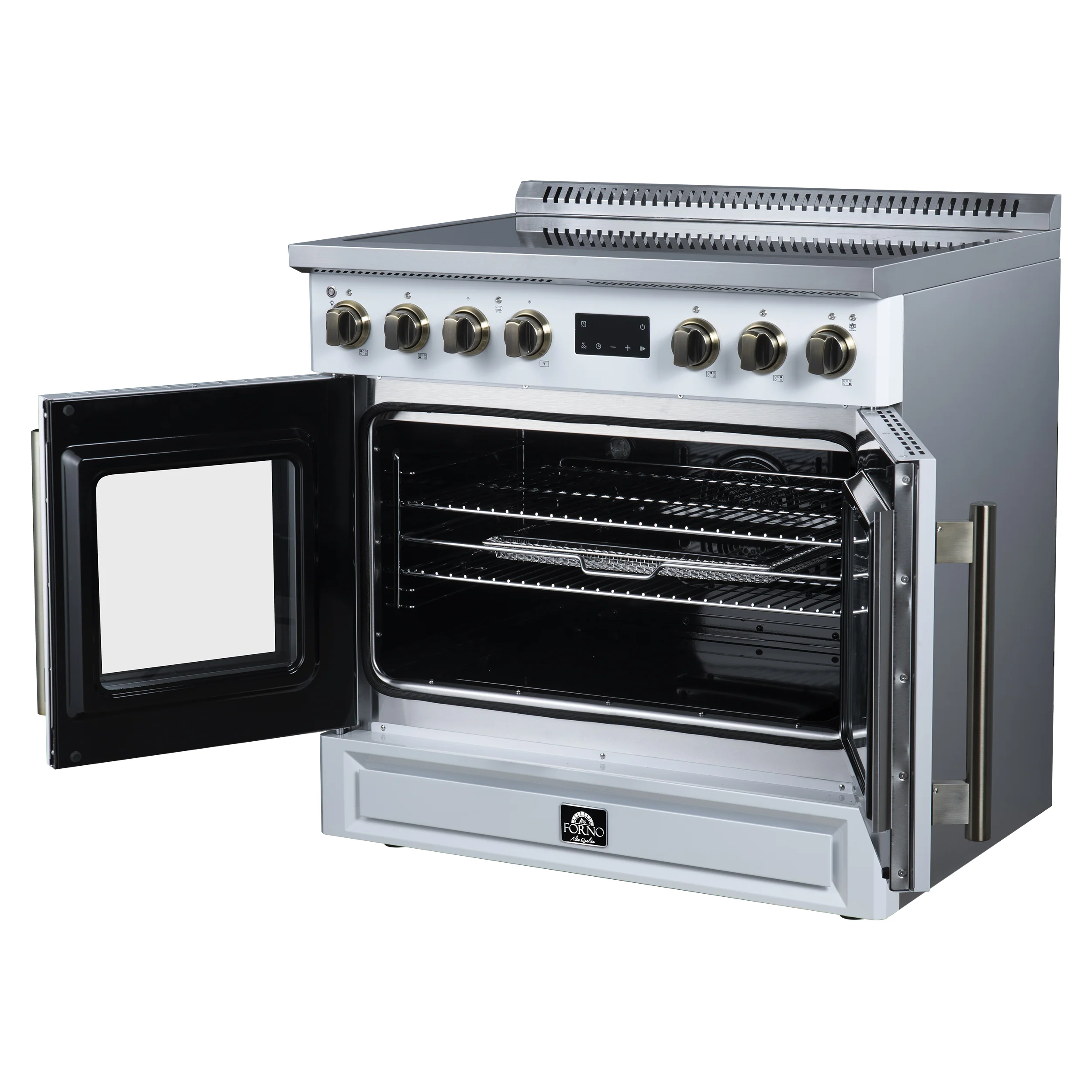 Torino French Door 36 Inch Induction Range with Air Fryer, Air Sous Vide & True Convection, Dual Broiler, White - Image 6