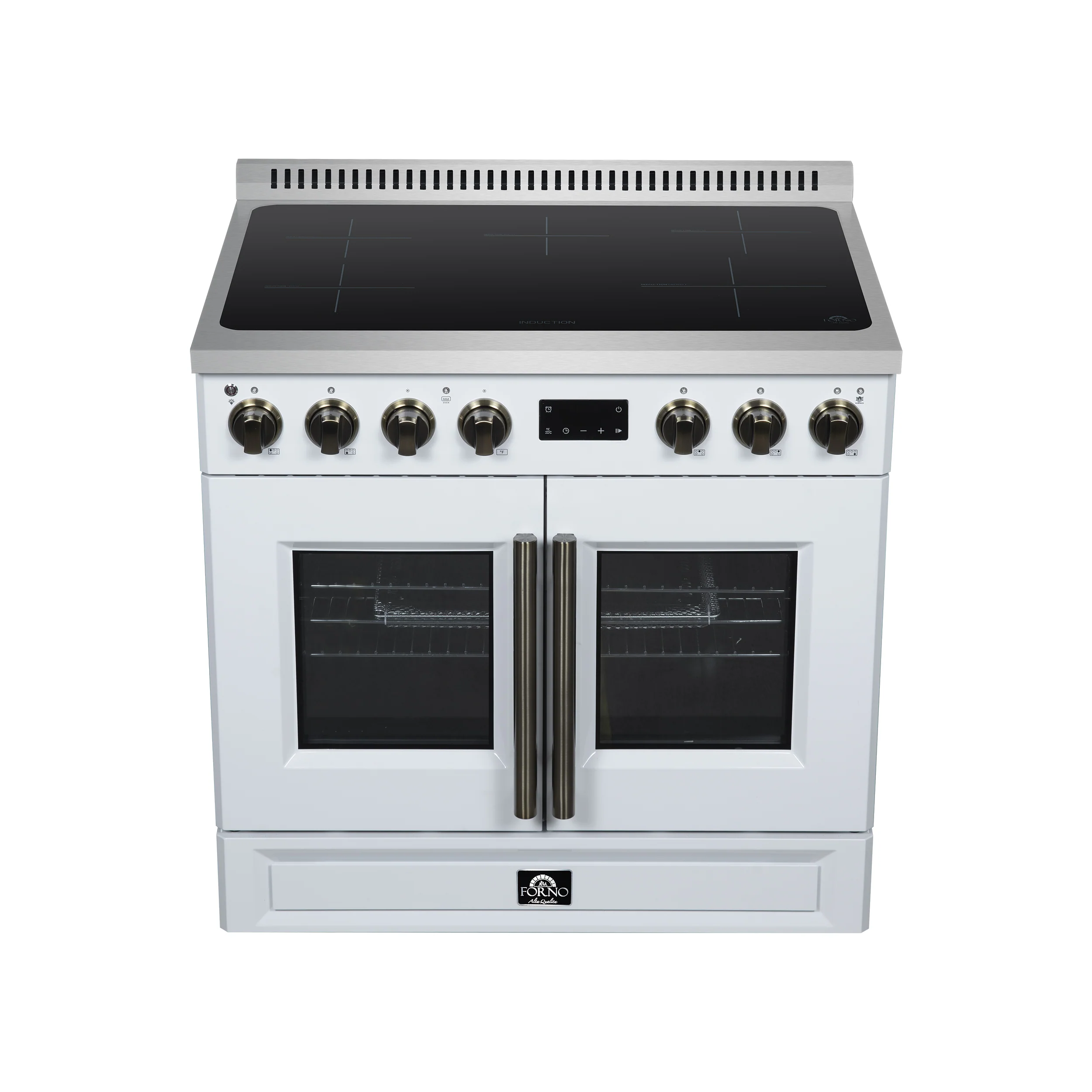 Torino French Door 36 Inch Induction Range with Air Fryer, Air Sous Vide & True Convection, Dual Broiler, White - Image 7