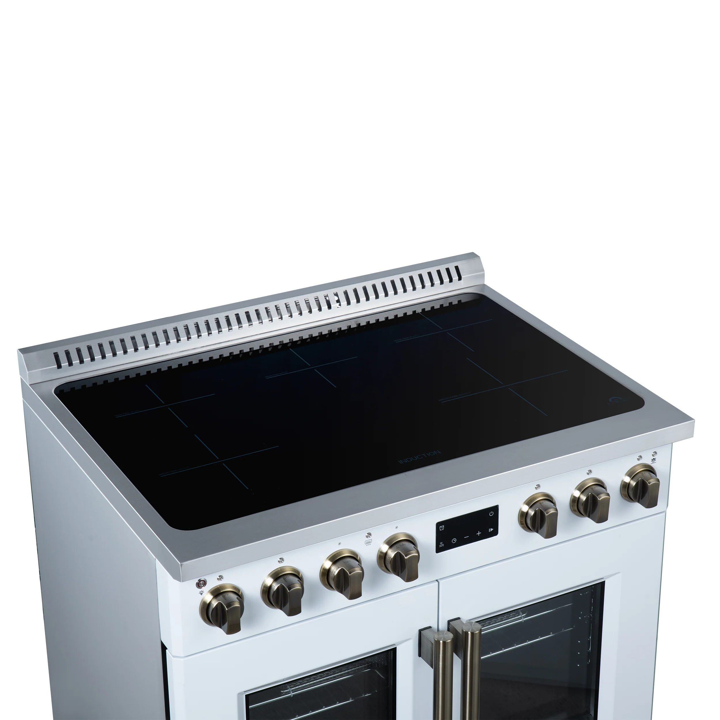 Torino French Door 36 Inch Induction Range with Air Fryer, Air Sous Vide & True Convection, Dual Broiler, White - Image 8