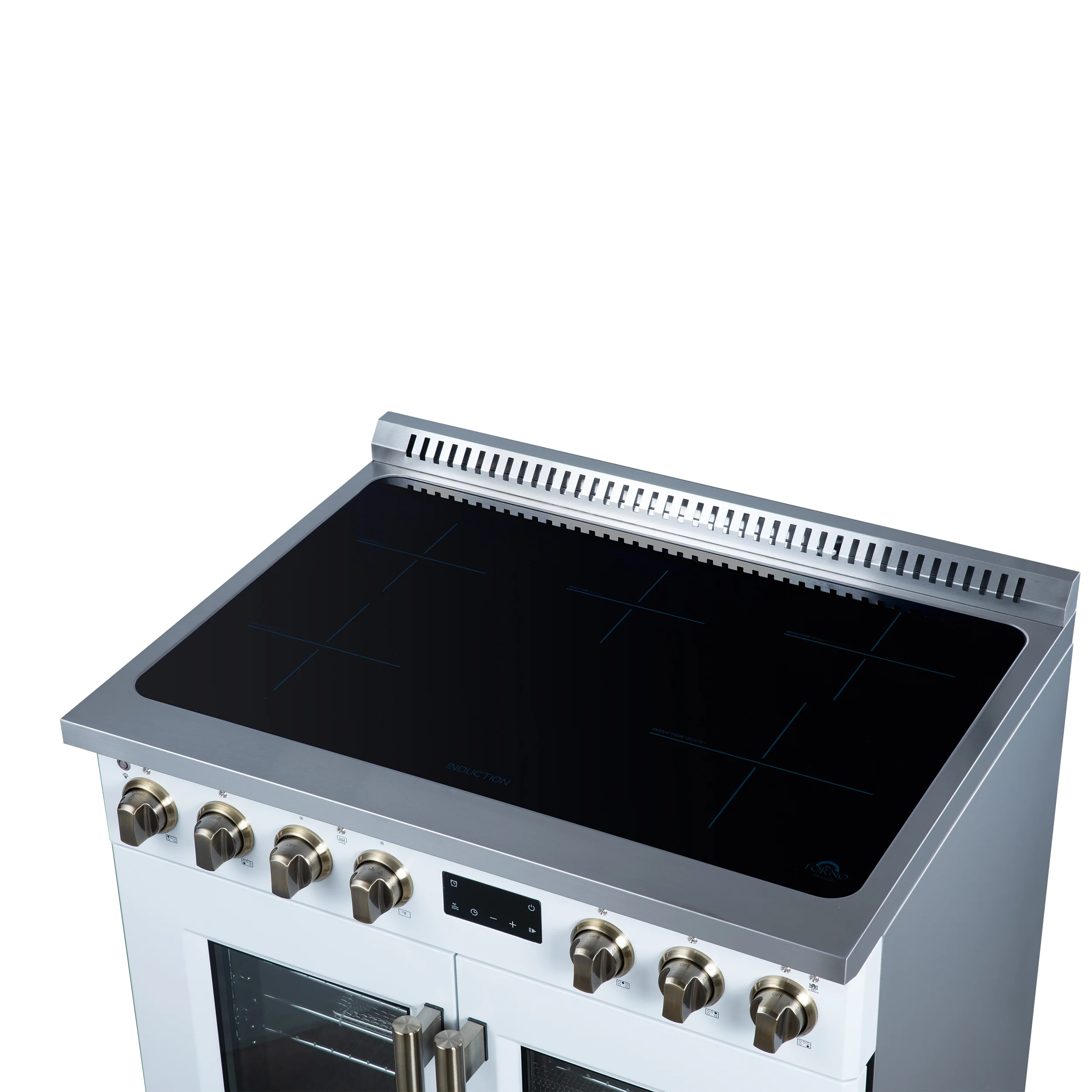 Torino French Door 36 Inch Induction Range with Air Fryer, Air Sous Vide & True Convection, Dual Broiler, White - Image 9