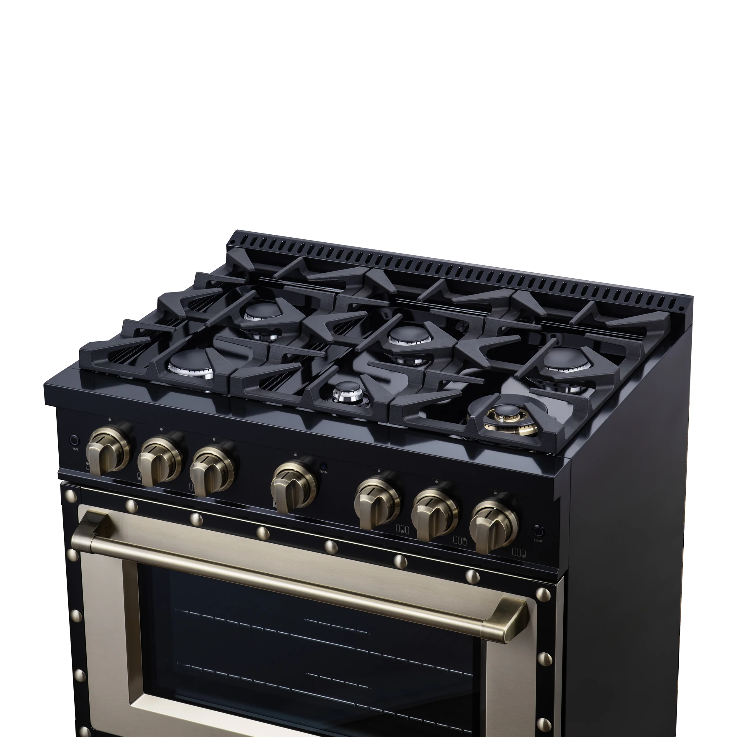 Valente 36" Dual Fuel Range in Black, 6 Sealed Burners, 71 000 BTU Cooktop Output , 5.2 Cu.Ft. convection Oven, Telescopic Racks - Image 11