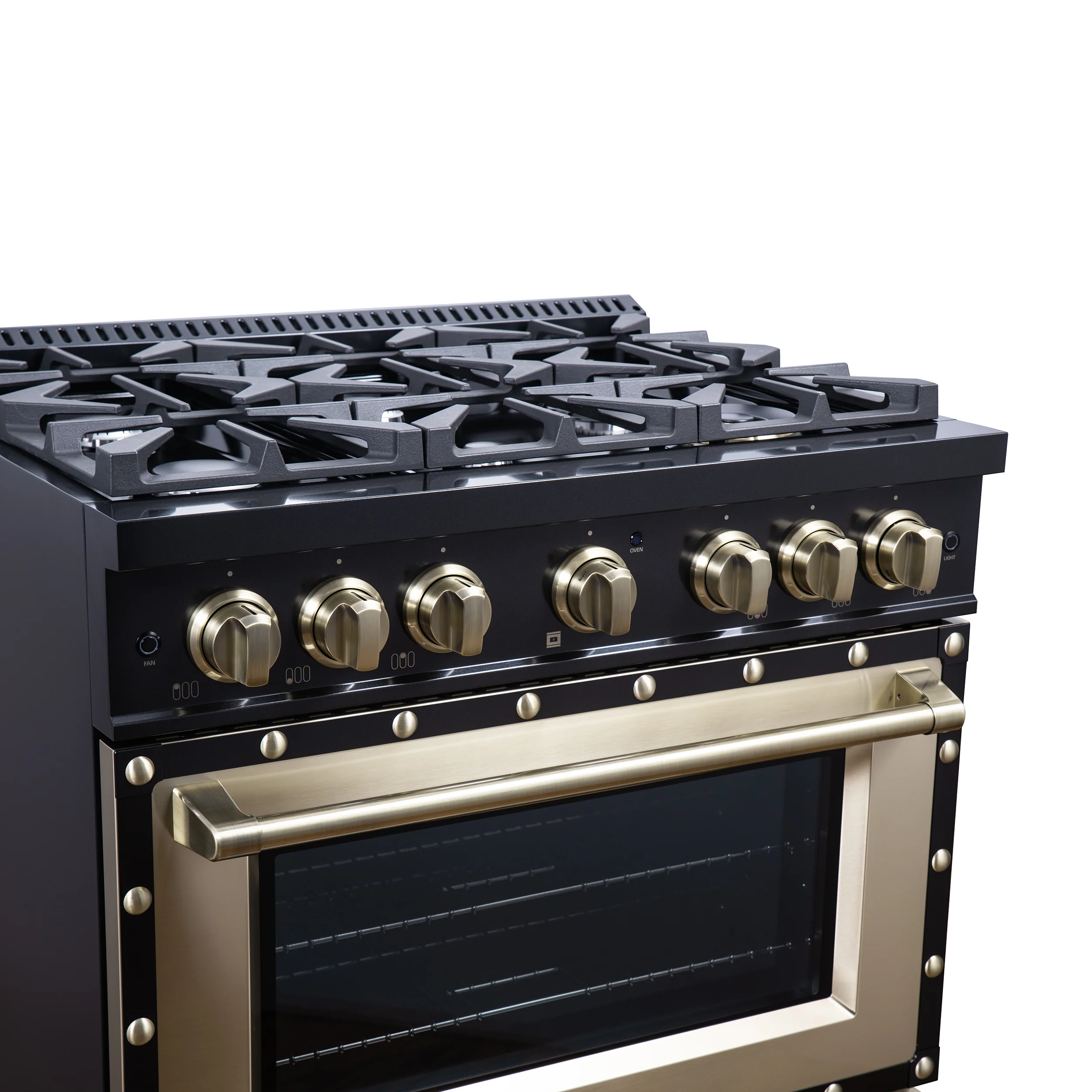 Valente 36" Dual Fuel Range in Black, 6 Sealed Burners, 71 000 BTU Cooktop Output , 5.2 Cu.Ft. convection Oven, Telescopic Racks - Image 5