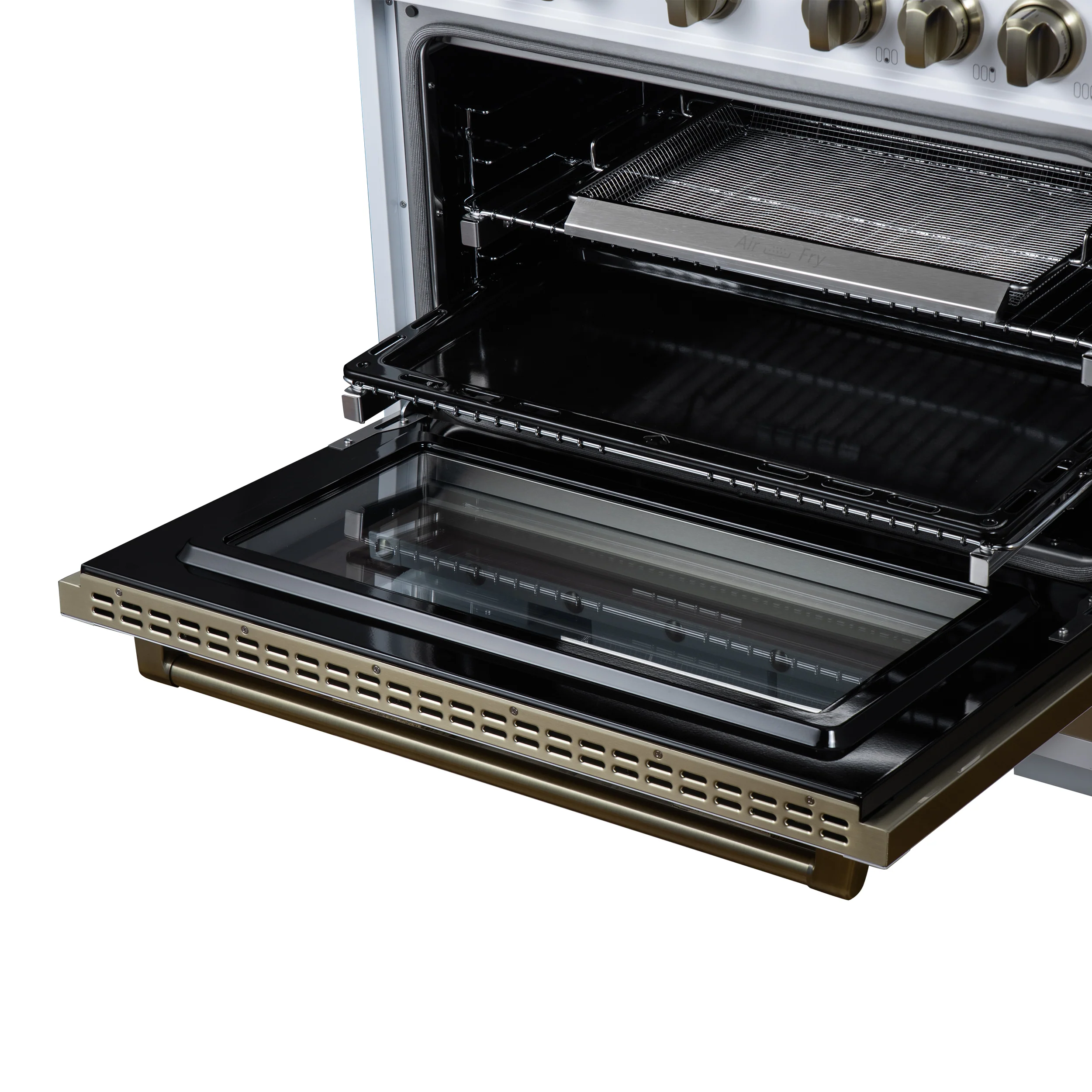 Valente 36" Dual Fuel Range in White, 6 Sealed Burners, 71 000 BTU Cooktop Output , 5.2 Cu.Ft. convection Oven, Telescopic Racks - Image 13
