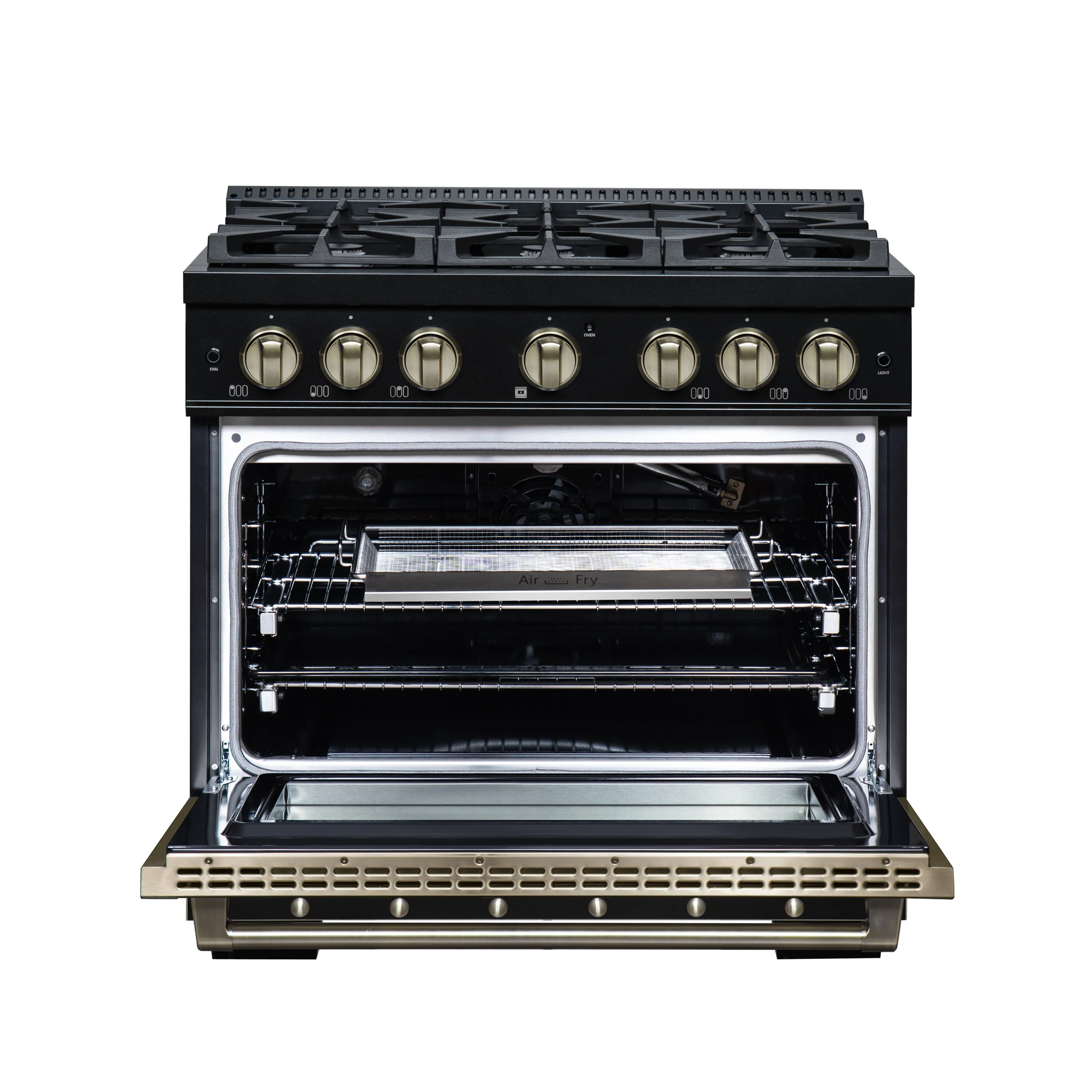 Valente 36" Gas Range in Black, 6 Sealed Burnes, 71 000 BTU Cooktop Output , 5.2 Cu.Ft. convection Oven, Telescopic Racks - Image 3