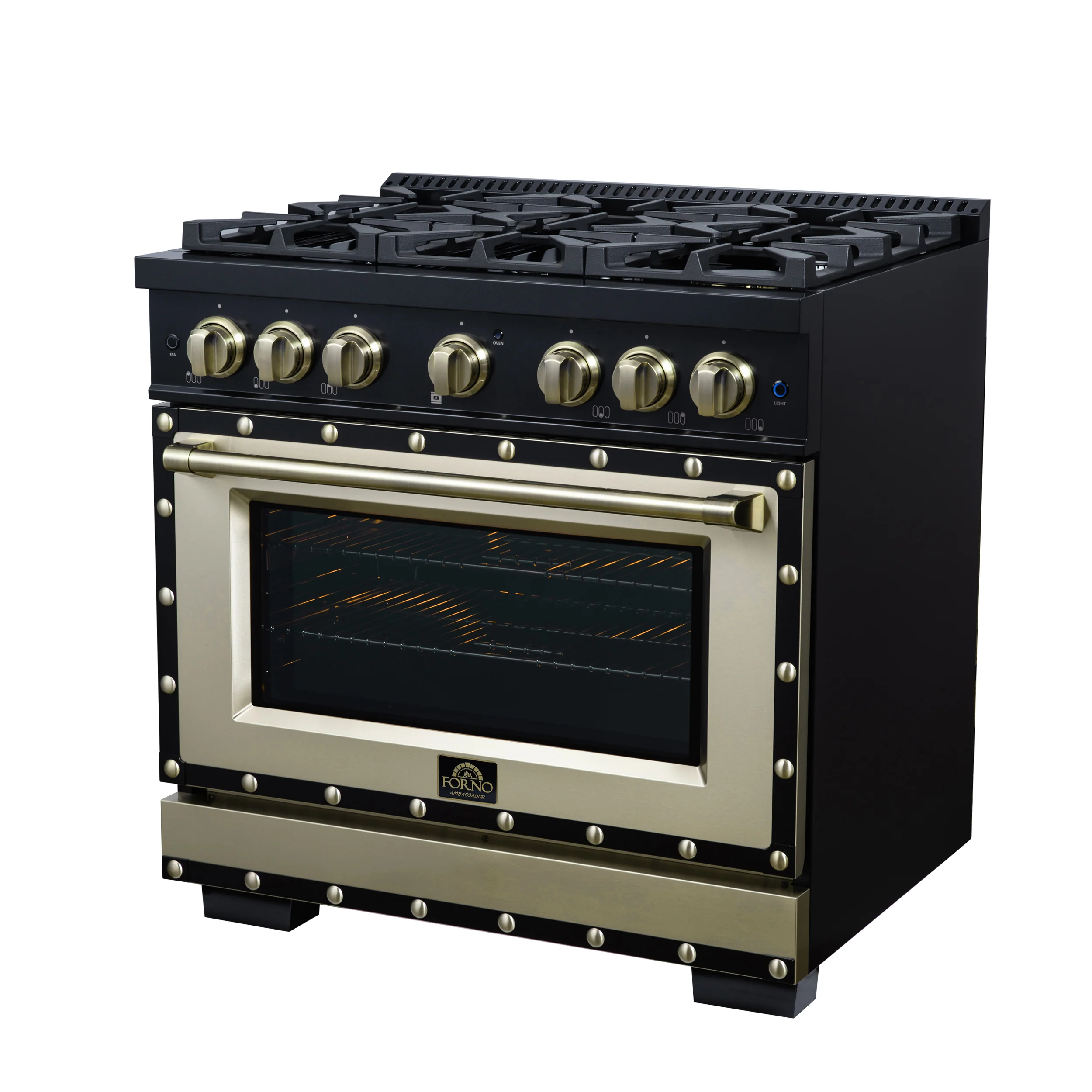 Valente 36" Gas Range in Black, 6 Sealed Burnes, 71 000 BTU Cooktop Output , 5.2 Cu.Ft. convection Oven, Telescopic Racks - Image 7