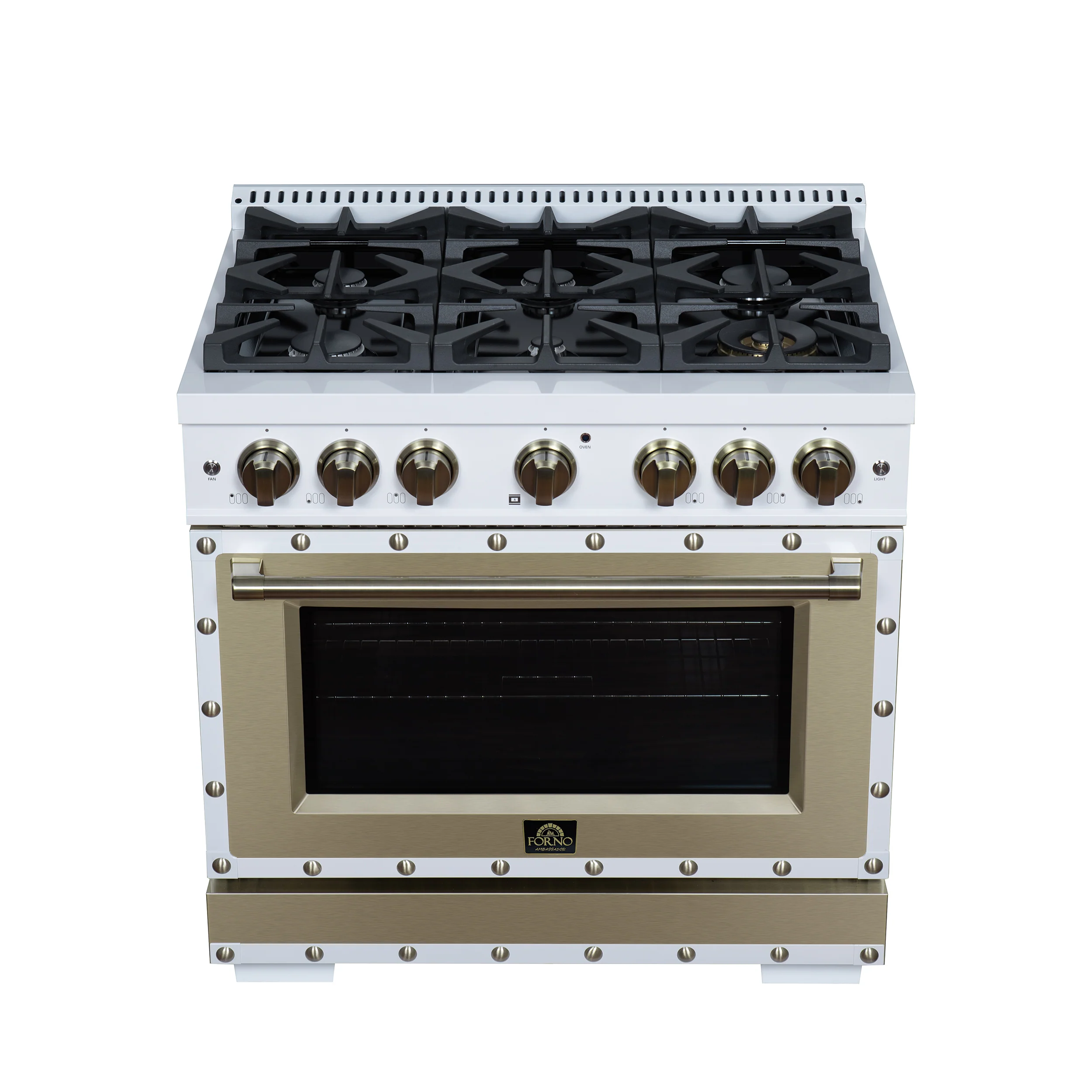 Valente 36" Gas Range in White, 6 Sealed Burnes, 71 000 BTU Cooktop Output , 5.2 Cu.Ft. convection Oven, Telescopic Racks - Image 11