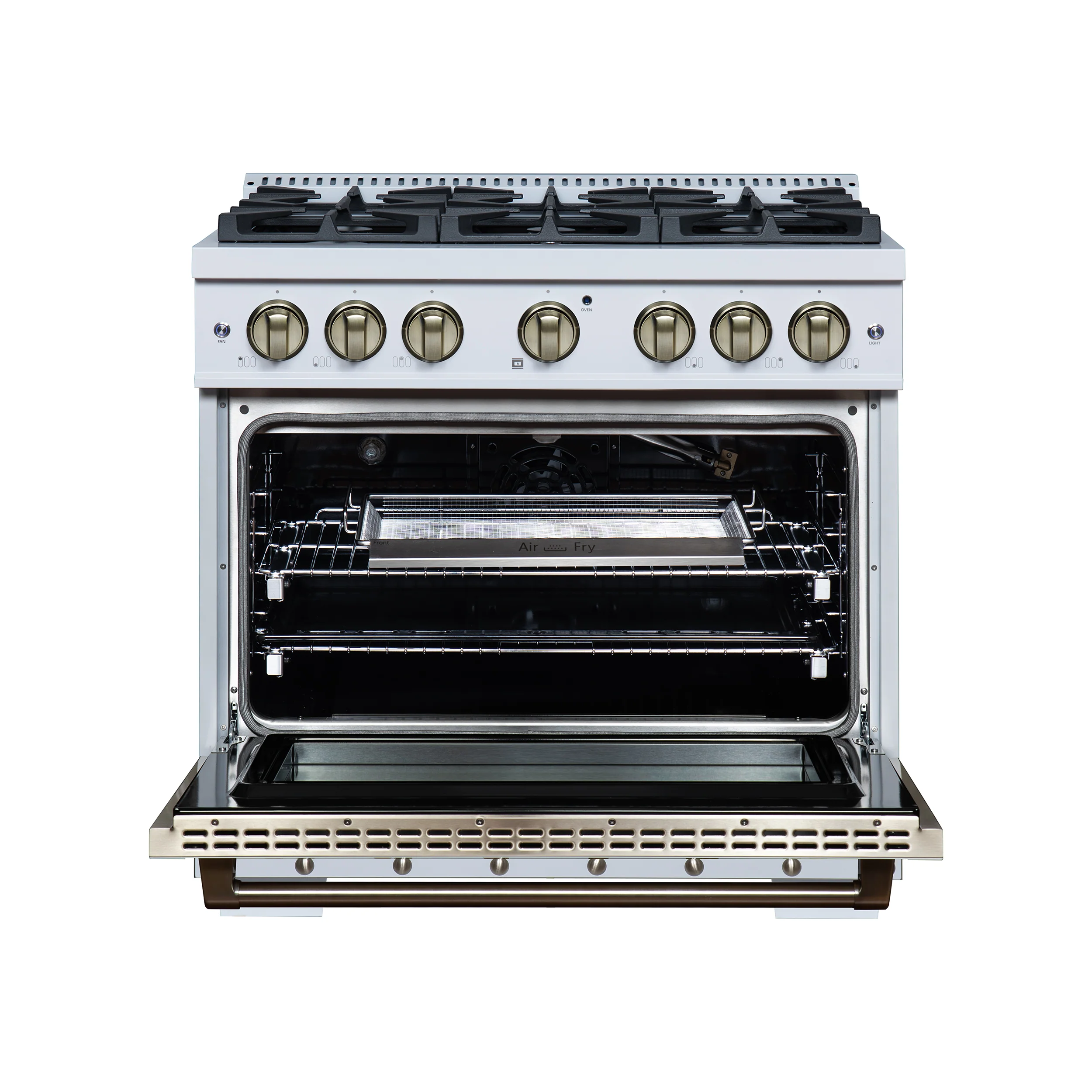 Valente 36" Gas Range in White, 6 Sealed Burnes, 71 000 BTU Cooktop Output , 5.2 Cu.Ft. convection Oven, Telescopic Racks - Image 3