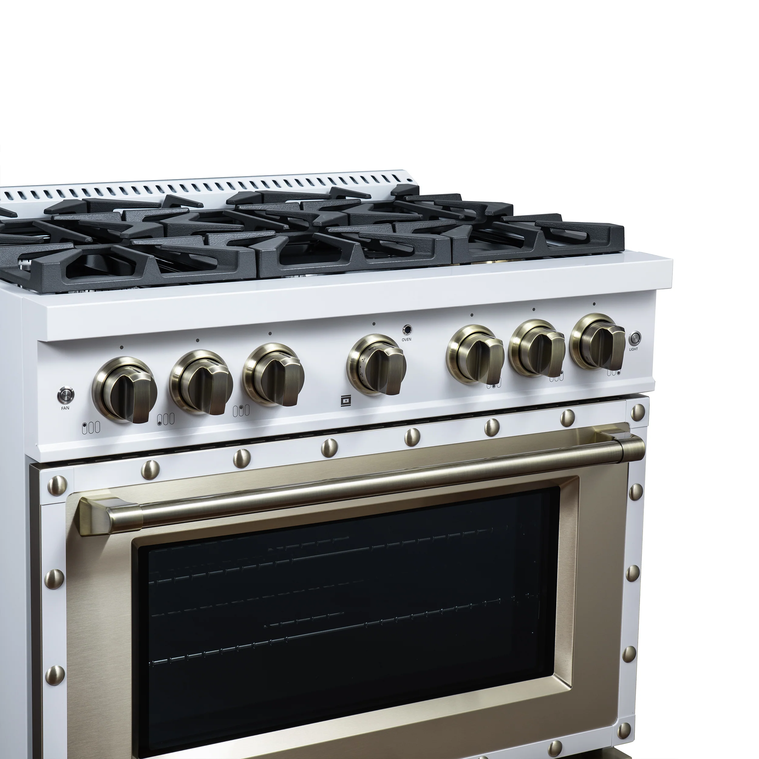 Valente 36" Gas Range in White, 6 Sealed Burnes, 71 000 BTU Cooktop Output , 5.2 Cu.Ft. convection Oven, Telescopic Racks - Image 5