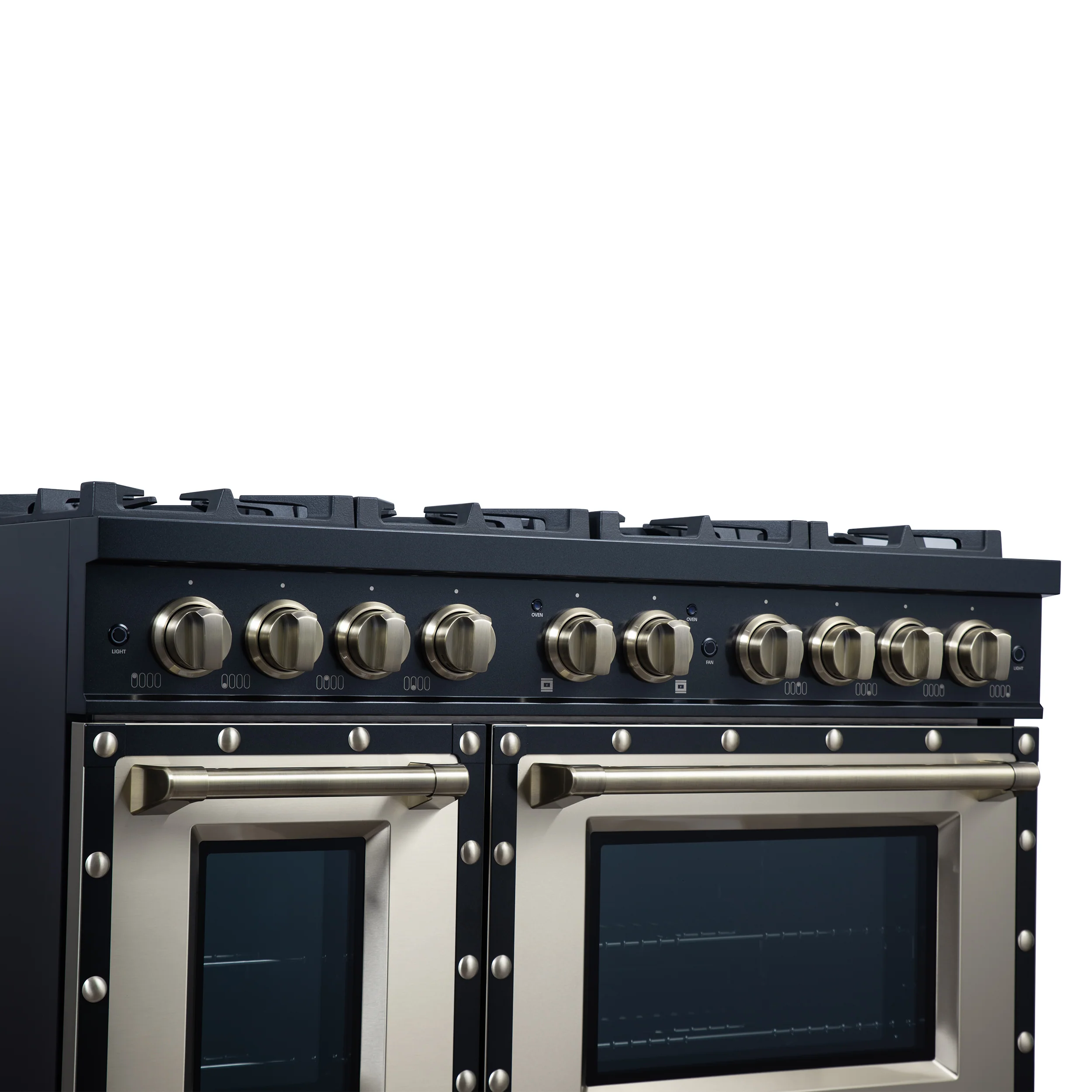 Valente 48" Dual Fuel Range in Black, 8 Sealed Burners, 94 000 BTU Cooktop Output, 6.7 Cu.Ft. Double Oven, Telescopic Racks - Image 11