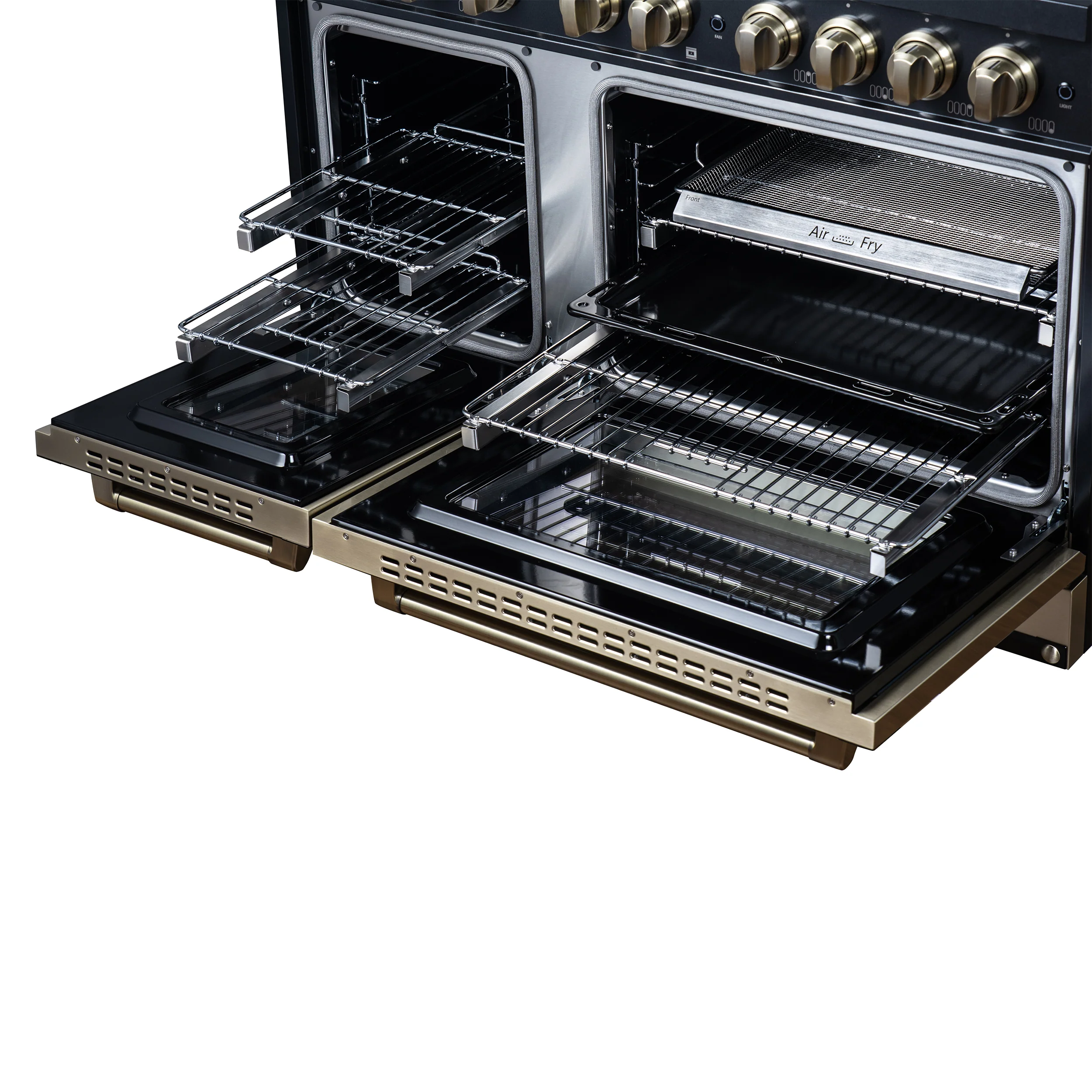 Valente 48" Dual Fuel Range in Black, 8 Sealed Burners, 94 000 BTU Cooktop Output, 6.7 Cu.Ft. Double Oven, Telescopic Racks - Image 13
