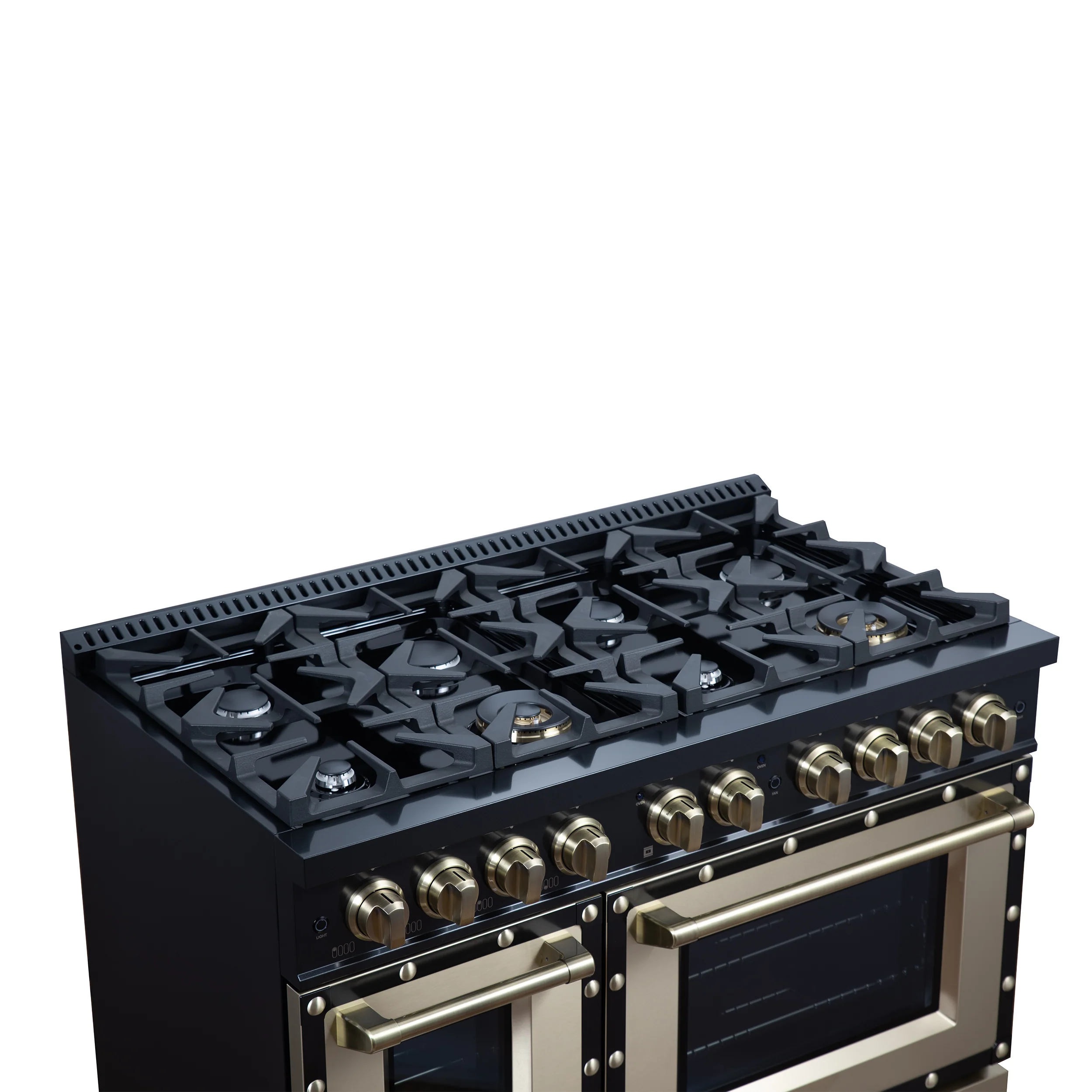 Valente 48" Dual Fuel Range in Black, 8 Sealed Burners, 94 000 BTU Cooktop Output, 6.7 Cu.Ft. Double Oven, Telescopic Racks - Image 8