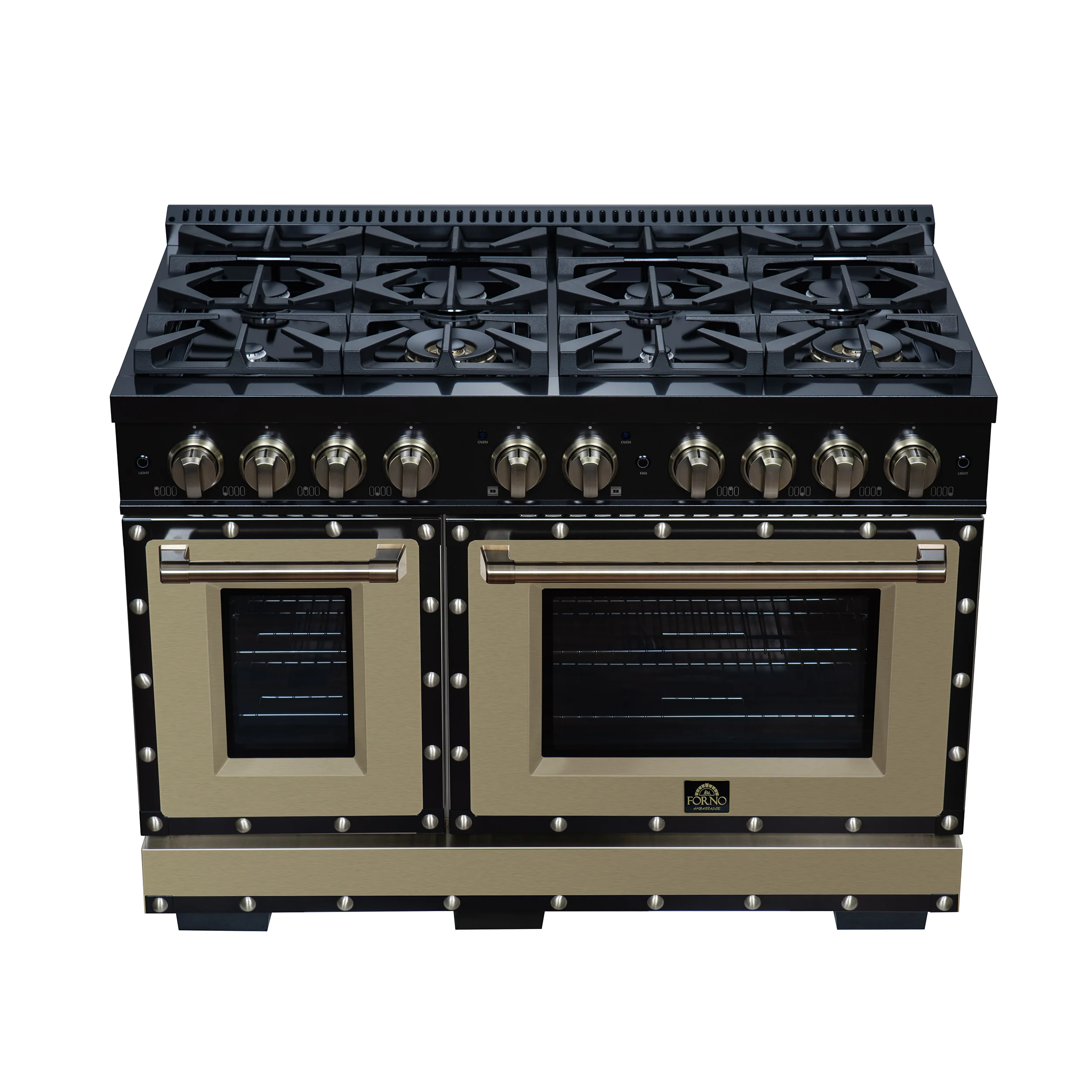 Valente 48" Dual Fuel Range in Black, 8 Sealed Burners, 94 000 BTU Cooktop Output, 6.7 Cu.Ft. Double Oven, Telescopic Racks - Image 9