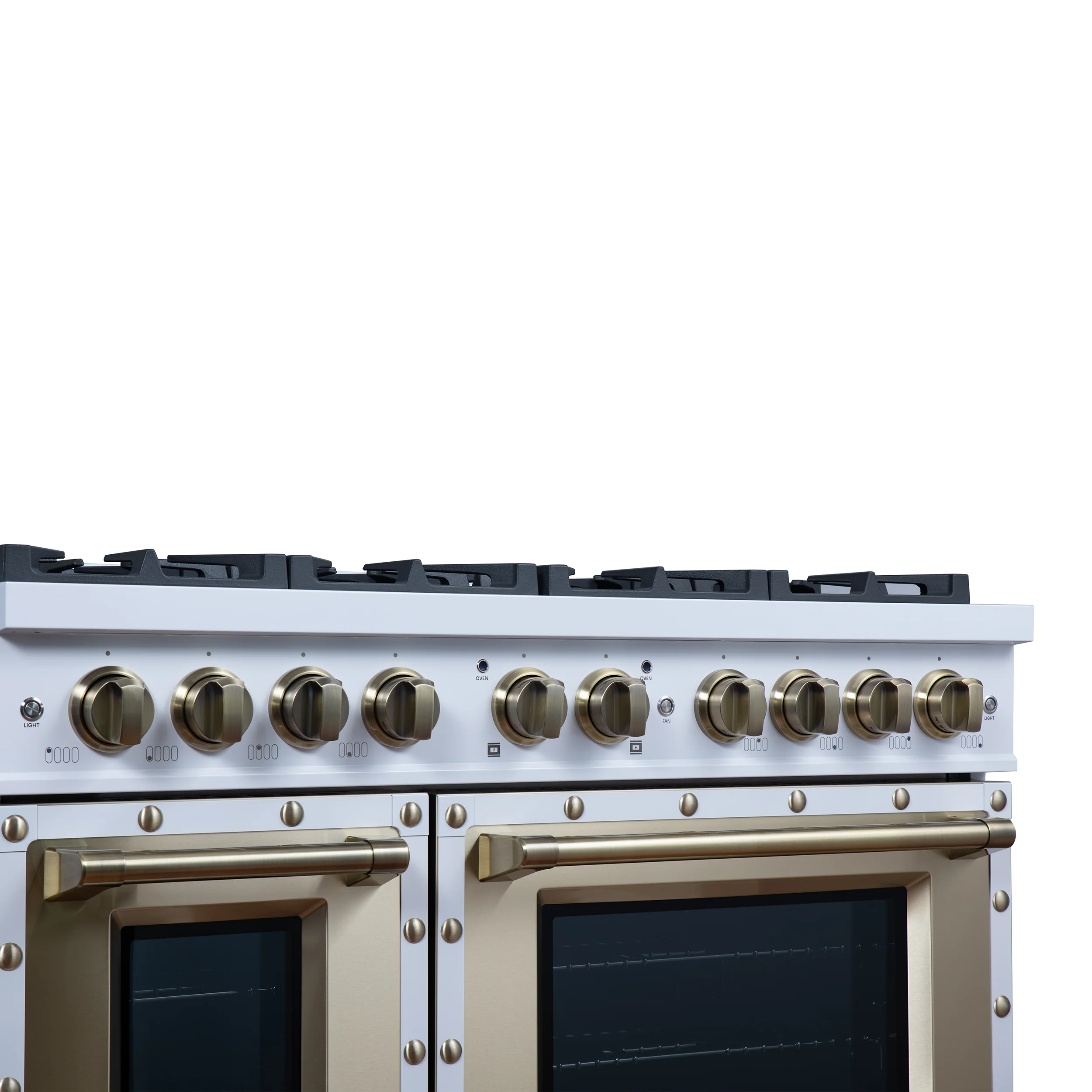 Valente 48" Dual Fuel Range in White, 8 Sealed Burners, 94 000 BTU Cooktop Output, 6.7 Cu.Ft. Double Oven, Telescopic Racks - Image 12