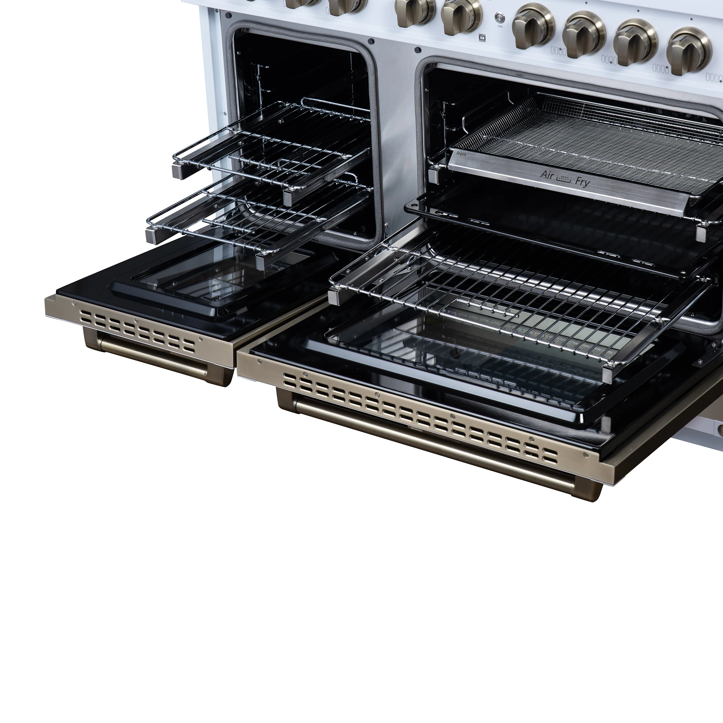 Valente 48" Dual Fuel Range in White, 8 Sealed Burners, 94 000 BTU Cooktop Output, 6.7 Cu.Ft. Double Oven, Telescopic Racks - Image 13