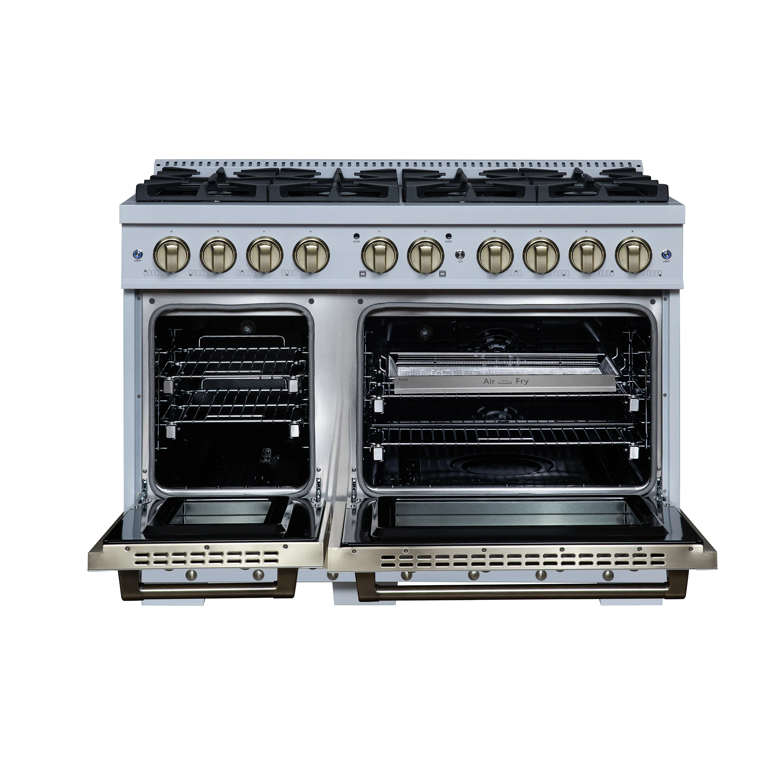 Valente 48" Dual Fuel Range in White, 8 Sealed Burners, 94 000 BTU Cooktop Output, 6.7 Cu.Ft. Double Oven, Telescopic Racks - Image 3