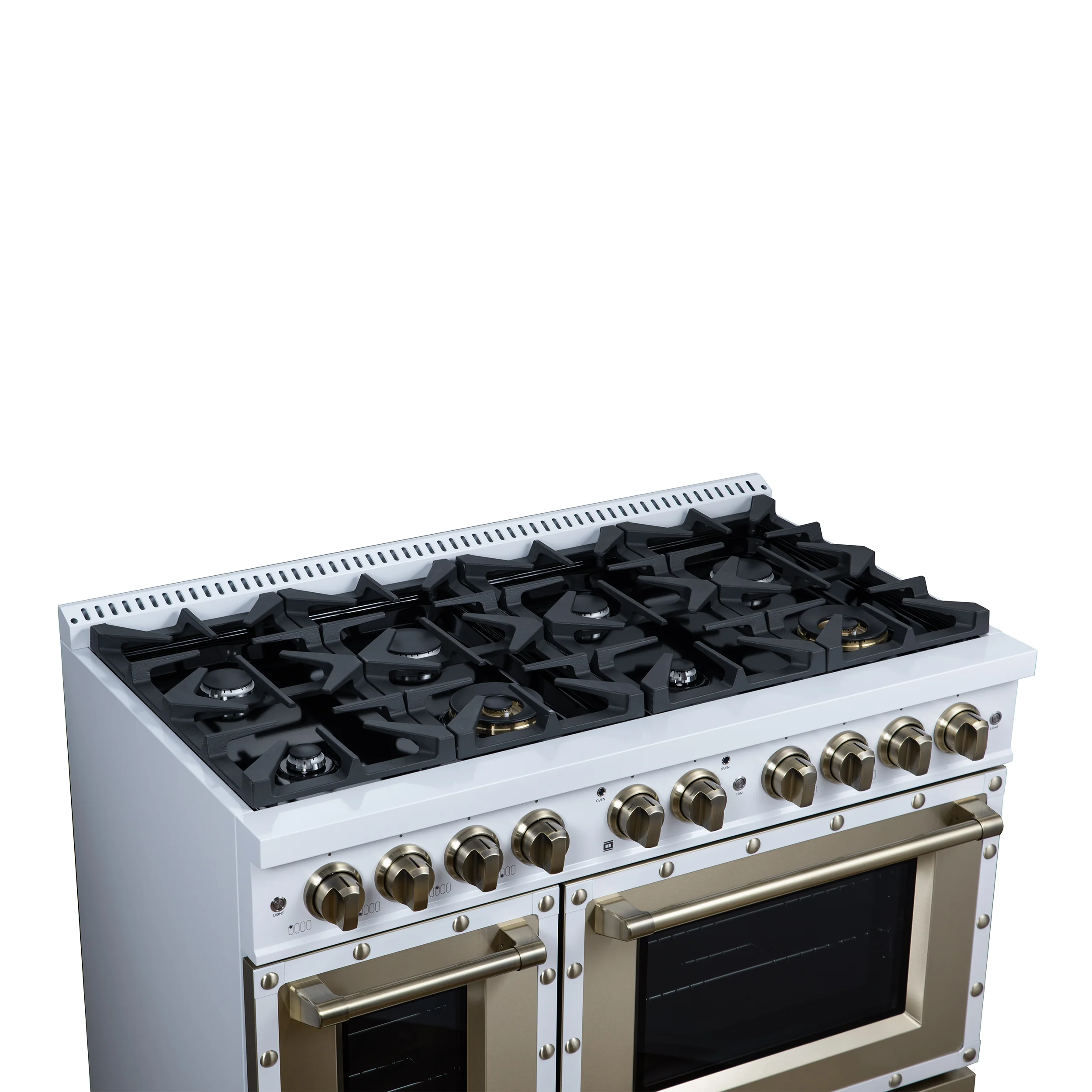 Valente 48" Dual Fuel Range in White, 8 Sealed Burners, 94 000 BTU Cooktop Output, 6.7 Cu.Ft. Double Oven, Telescopic Racks - Image 8