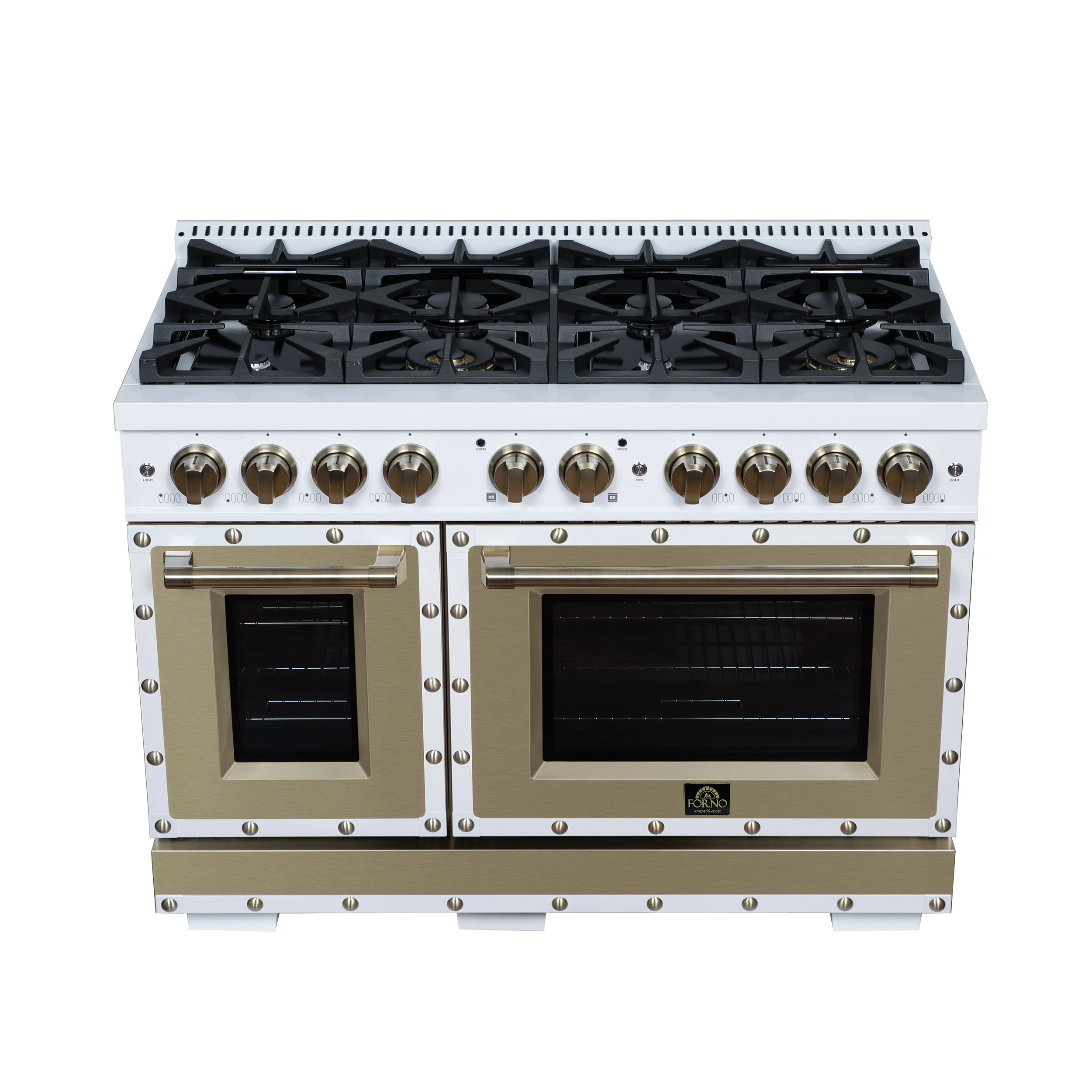 Valente 48" Dual Fuel Range in White, 8 Sealed Burners, 94 000 BTU Cooktop Output, 6.7 Cu.Ft. Double Oven, Telescopic Racks - Image 9
