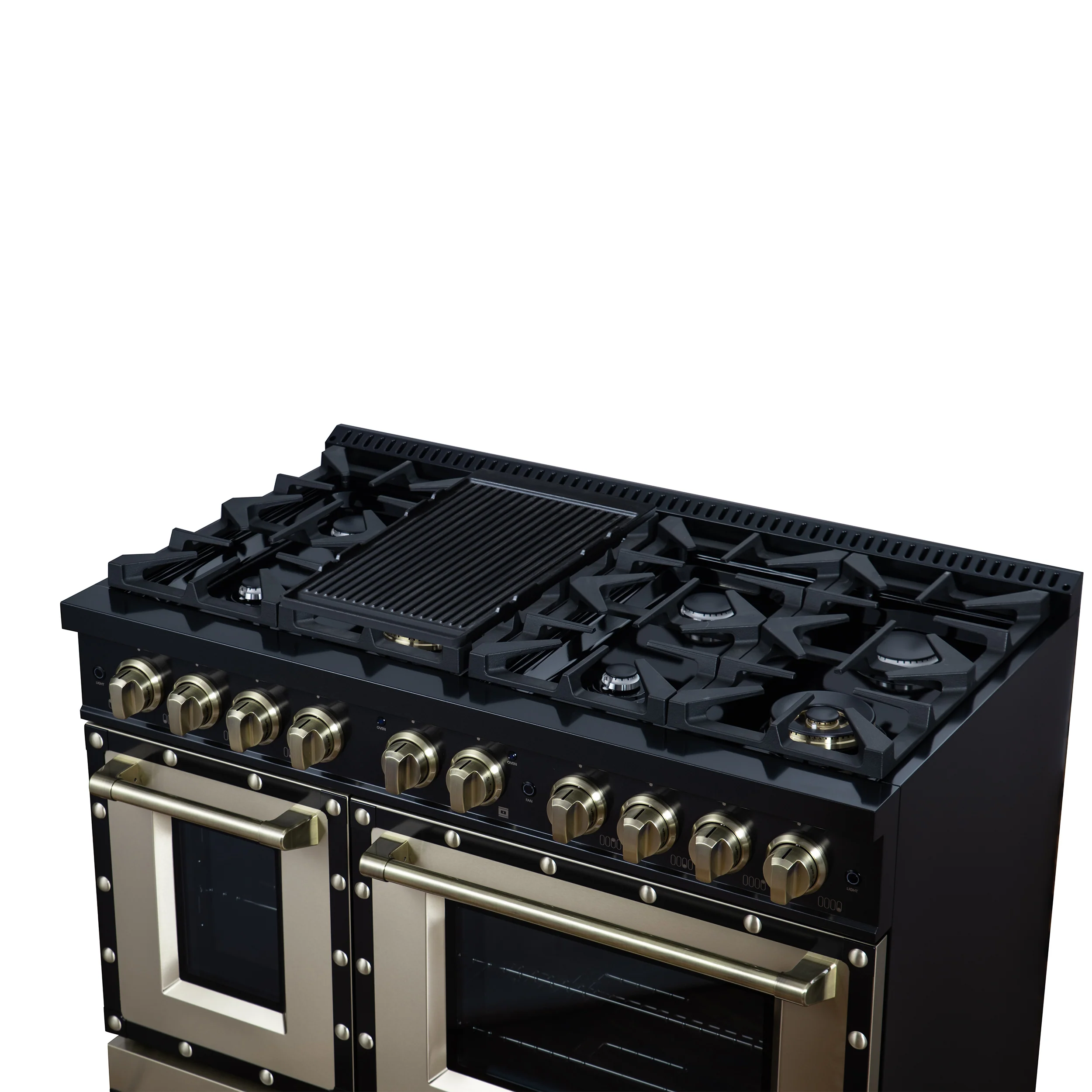 Valente 48" Gas Range in Black, 8 Sealed Burnes, 94 000 BTU Cooktop Output, 6.7 Cu.Ft. Double Oven, Telescopic Racks - Image 11