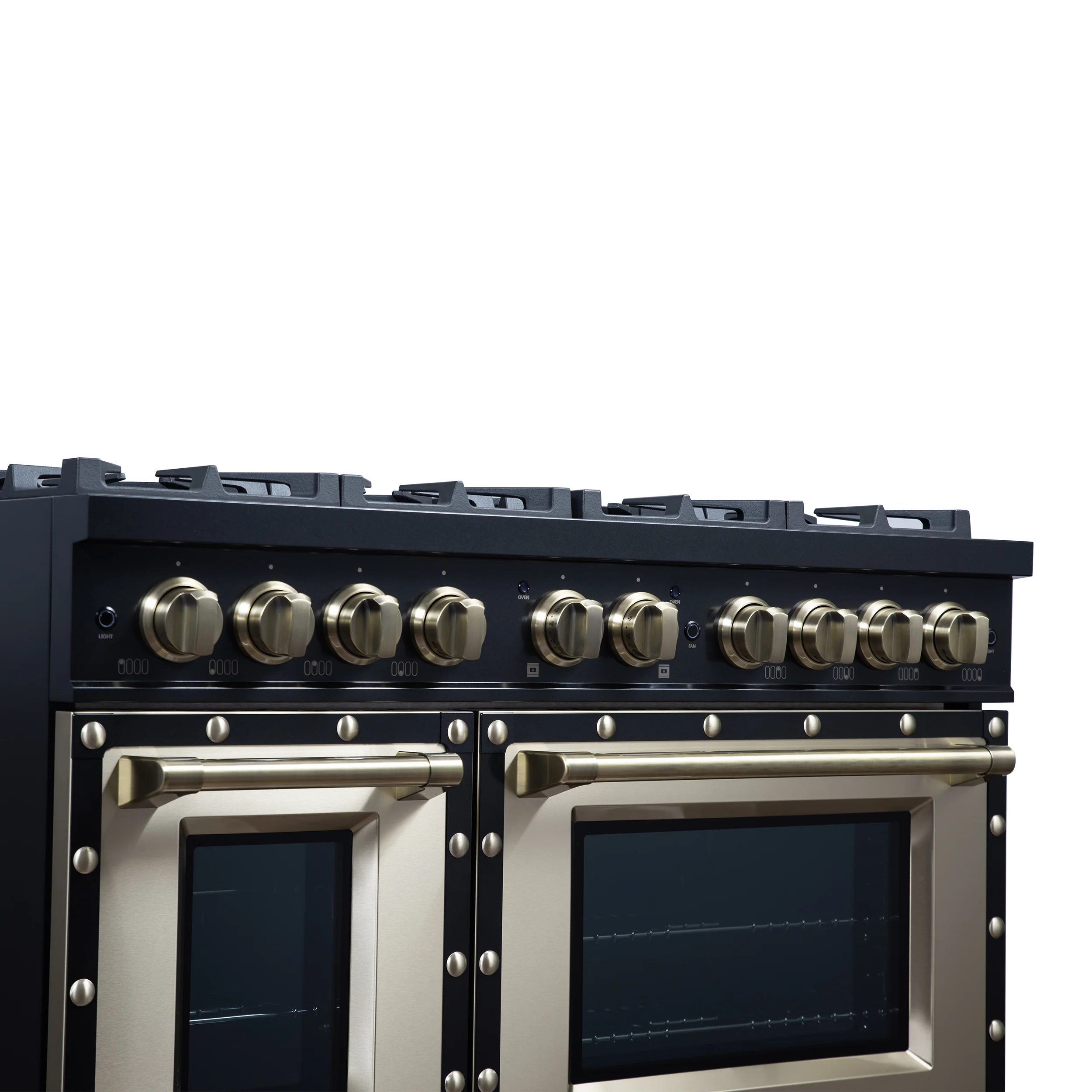 Valente 48" Gas Range in Black, 8 Sealed Burnes, 94 000 BTU Cooktop Output, 6.7 Cu.Ft. Double Oven, Telescopic Racks - Image 12