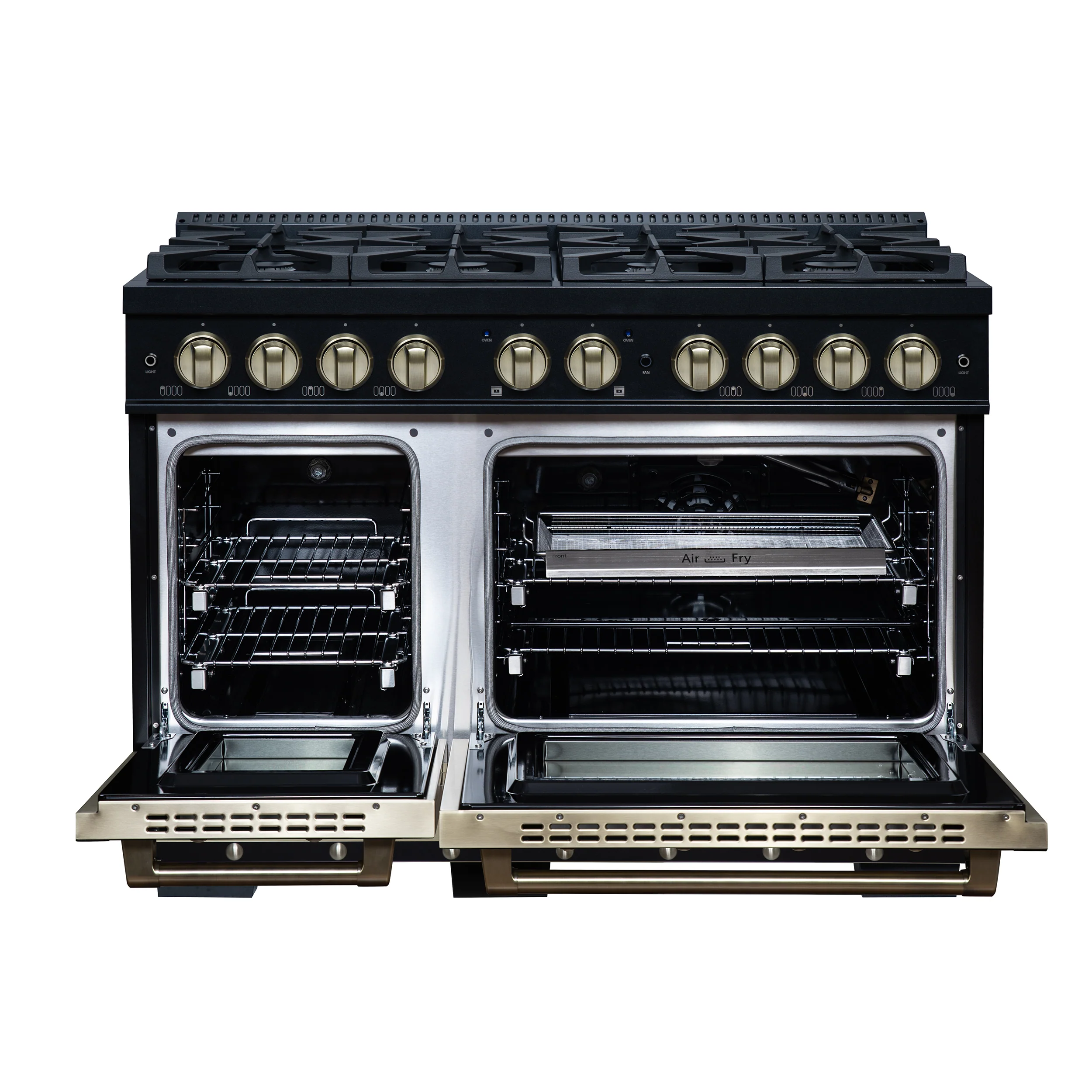 Valente 48" Gas Range in Black, 8 Sealed Burnes, 94 000 BTU Cooktop Output, 6.7 Cu.Ft. Double Oven, Telescopic Racks - Image 3