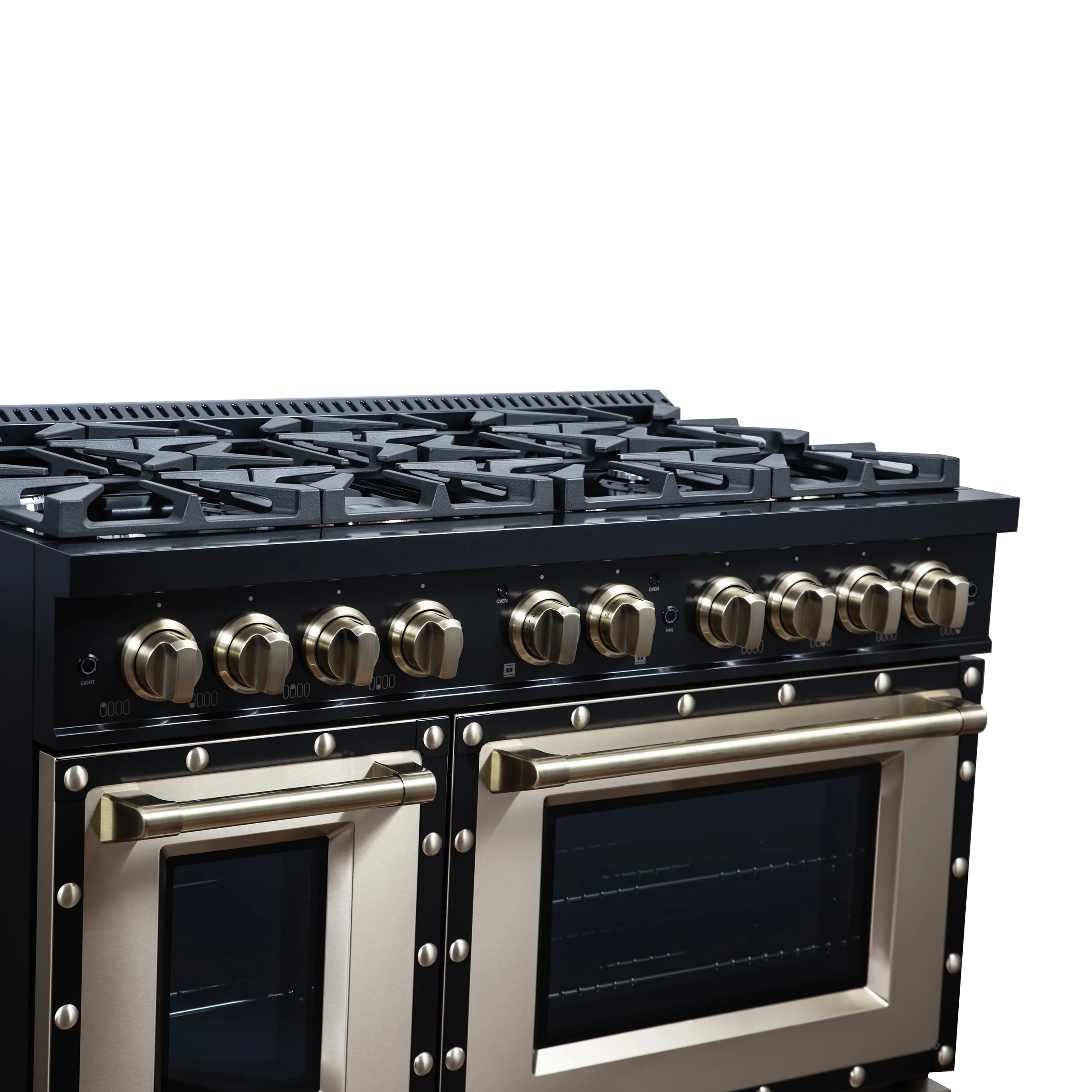 Valente 48" Gas Range in Black, 8 Sealed Burnes, 94 000 BTU Cooktop Output, 6.7 Cu.Ft. Double Oven, Telescopic Racks - Image 5