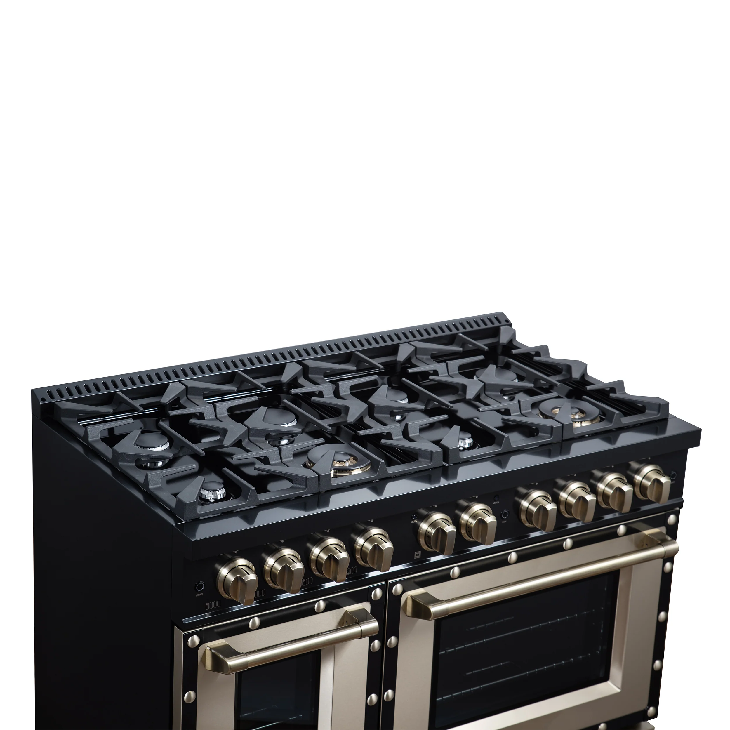 Valente 48" Gas Range in Black, 8 Sealed Burnes, 94 000 BTU Cooktop Output, 6.7 Cu.Ft. Double Oven, Telescopic Racks - Image 9