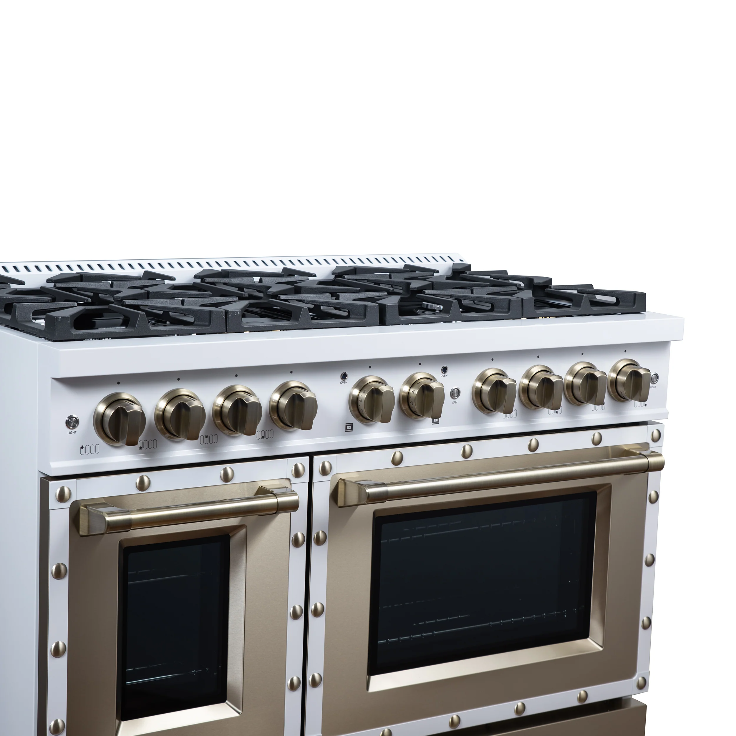 Valente 48" Gas Range in White, 8 Sealed Burnes, 94 000 BTU Cooktop Output, 6.7 Cu.Ft. Double Oven, Telescopic Racks - Image 12