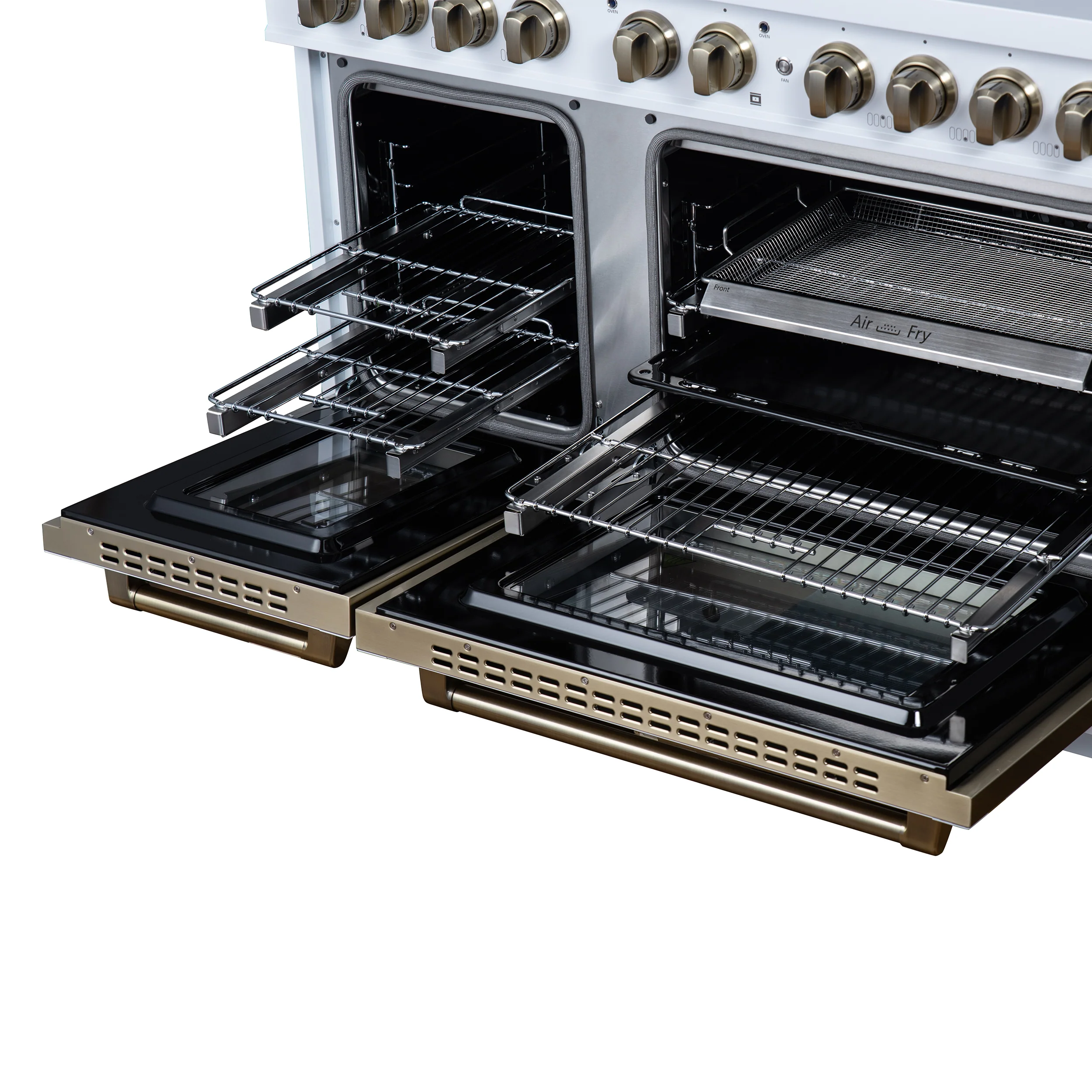 Valente 48" Gas Range in White, 8 Sealed Burnes, 94 000 BTU Cooktop Output, 6.7 Cu.Ft. Double Oven, Telescopic Racks - Image 13