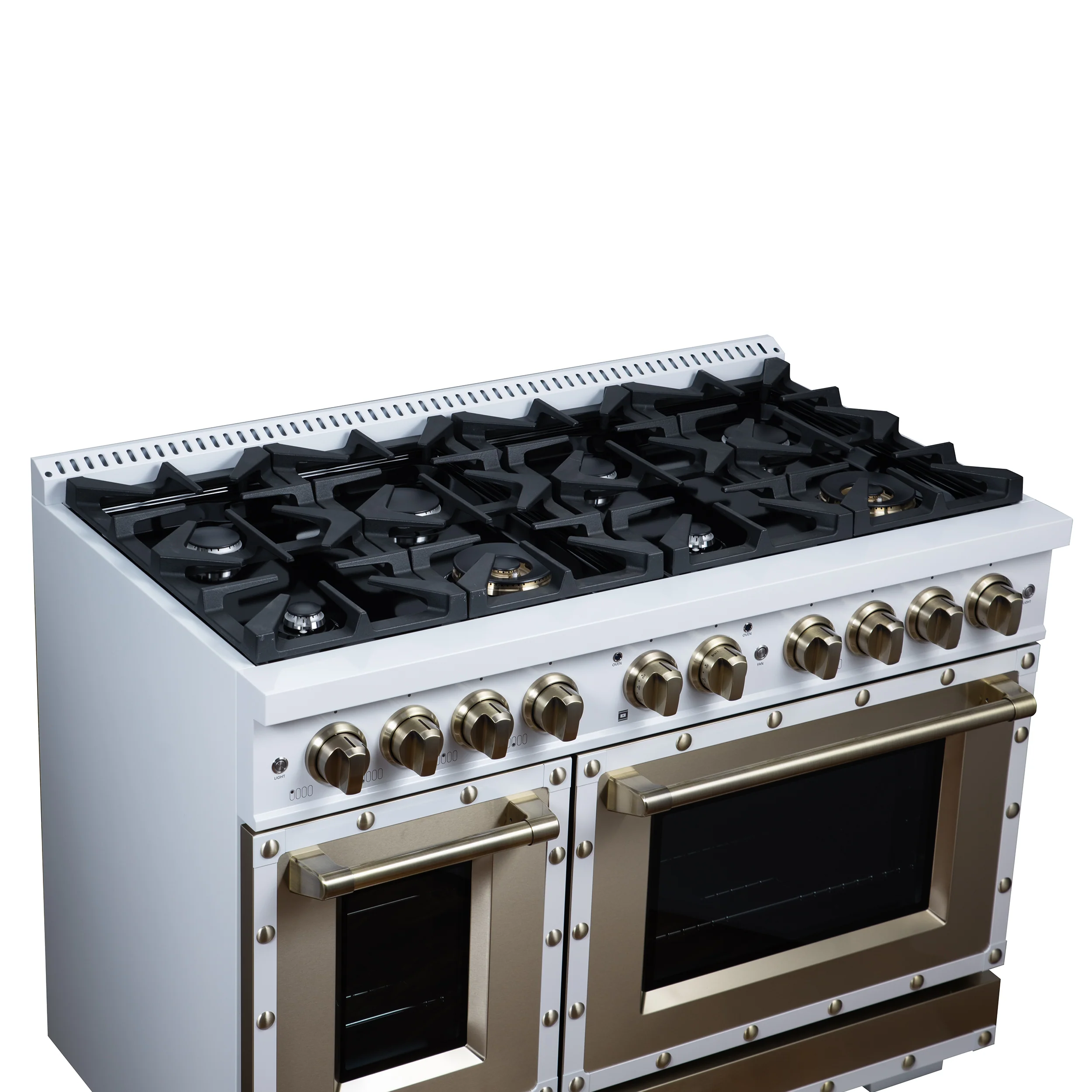 Valente 48" Gas Range in White, 8 Sealed Burnes, 94 000 BTU Cooktop Output, 6.7 Cu.Ft. Double Oven, Telescopic Racks - Image 8