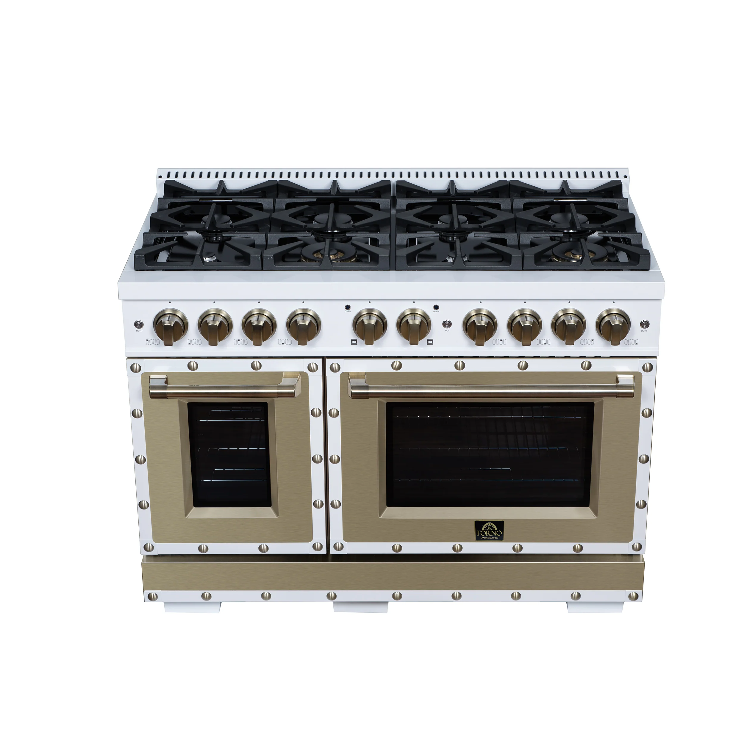 Valente 48" Gas Range in White, 8 Sealed Burnes, 94 000 BTU Cooktop Output, 6.7 Cu.Ft. Double Oven, Telescopic Racks - Image 9