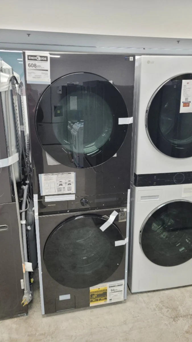 WH46DBH100EV - LAUNDRY CENTERS - Samsung - Stacked Washer/Dryer - Electric - Black Stainless Steel - Open Box - Image 2