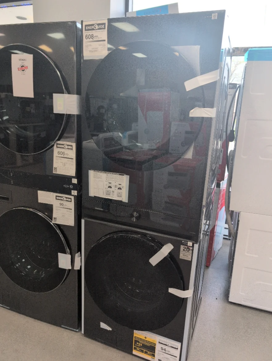 WH46DBH100EV - LAUNDRY CENTERS - Samsung - Stacked Washer/Dryer - Electric - Black Stainless Steel - Open Box - Image 3