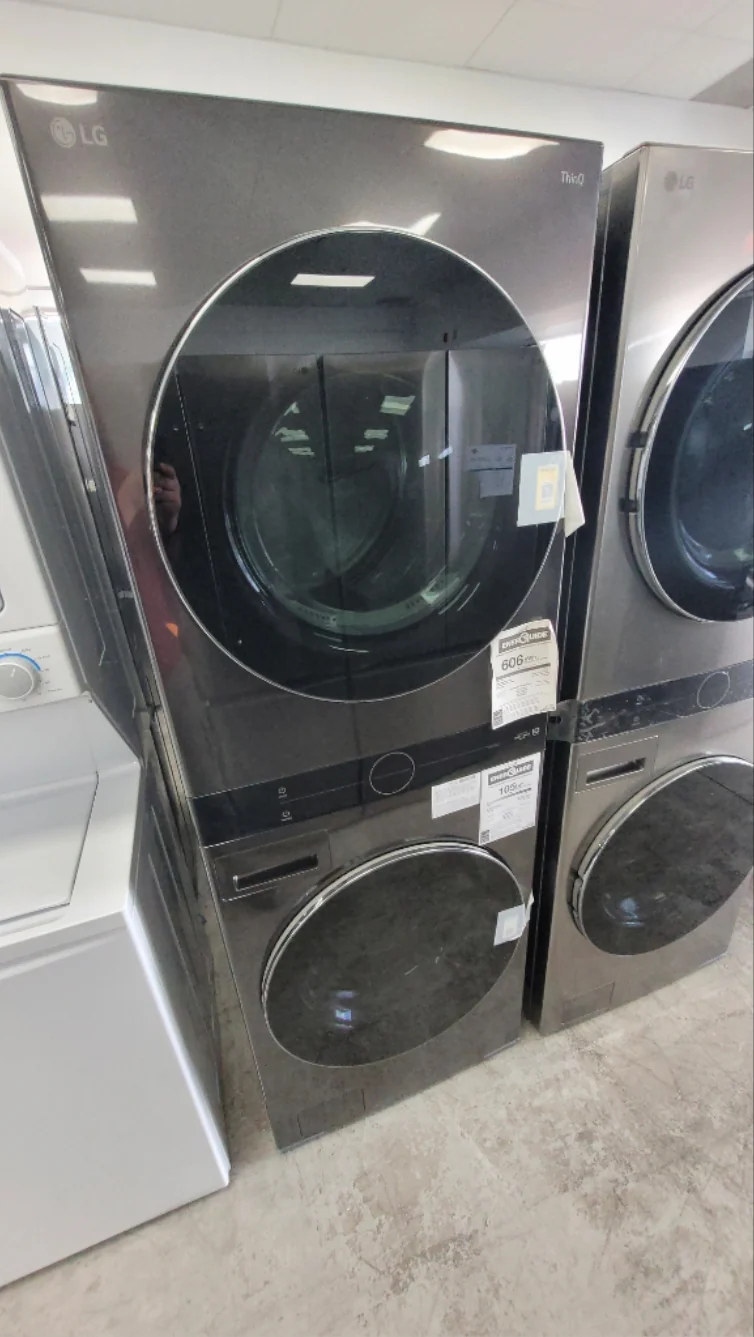 WKEX200HBA - LAUNDRY CENTERS - LG - Stacked Washer/Dryer - Electric - Black Stainless Steel - Open Box - Image 2