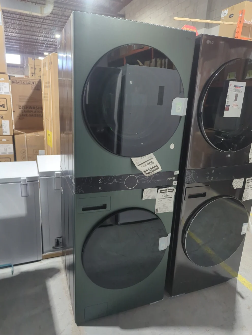 WKEX200HGA - LAUNDRY CENTERS - LG - Stacked Washer/Dryer - Electric - Nature Green - Open Box - Image 2