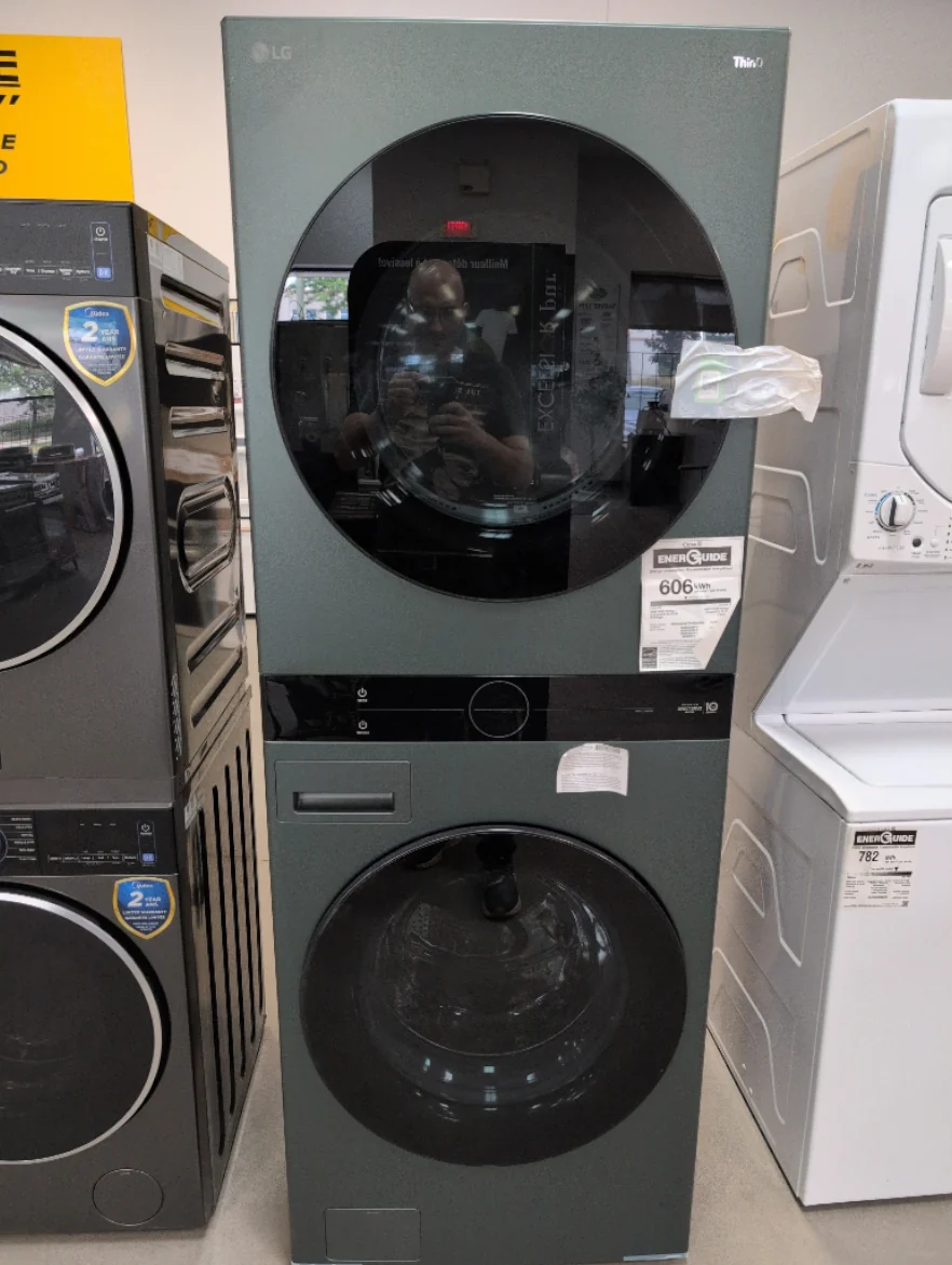 WKEX200HGA - LAUNDRY CENTERS - LG - Stacked Washer/Dryer - Electric - Nature Green  - Open Box - Image 2
