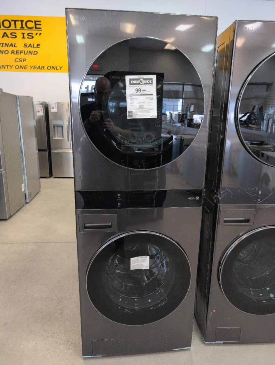 WKEX300HBA - LAUNDRY CENTERS - LG - Stacked Washer/Dryer - Electric - Black Stainless Steel - Open Box - Image 2