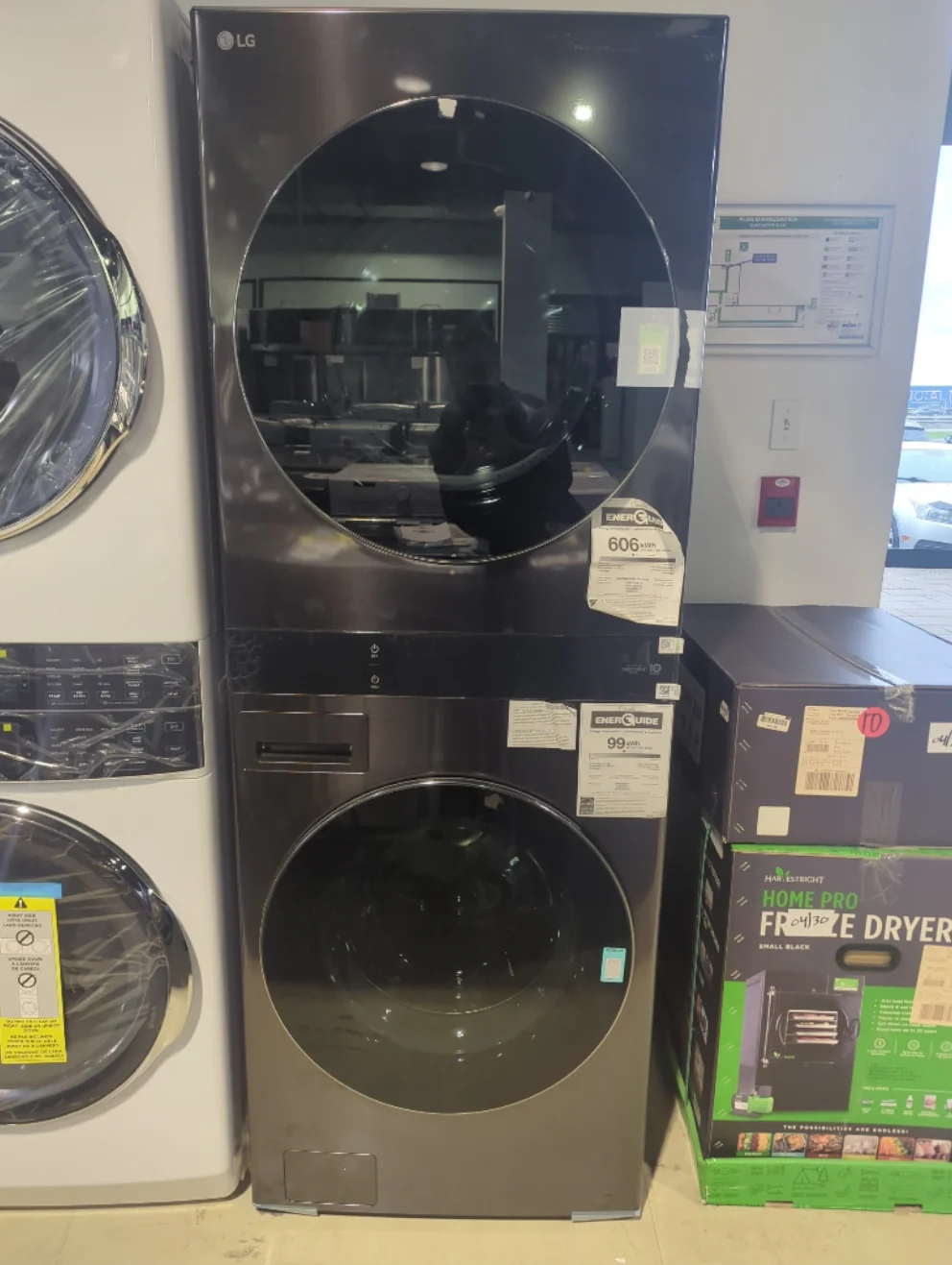 WKEX300HBA - LAUNDRY CENTERS - LG - Stacked Washer/Dryer - Electric - Black Stainless Steel - Open Box - Image 2