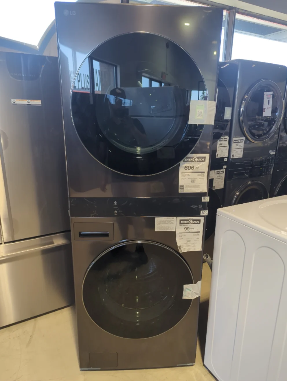 WKEX300HBA - LAUNDRY CENTERS - LG - Stacked Washer/Dryer - Electric - Black Stainless Steel - Open Box - Image 2